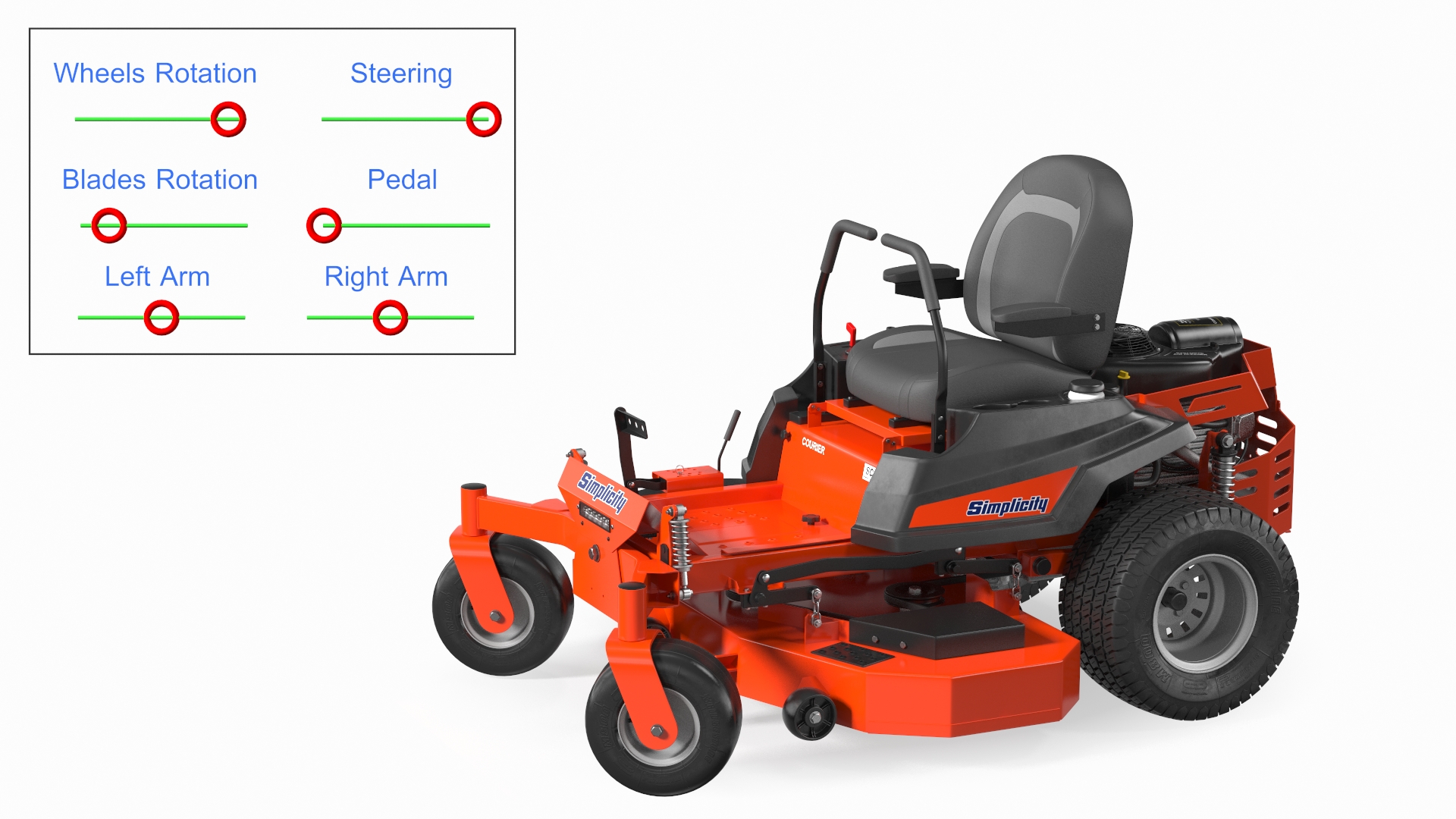 Elderly Man on Simplicity Lawn Mower Fur Rigged 3D