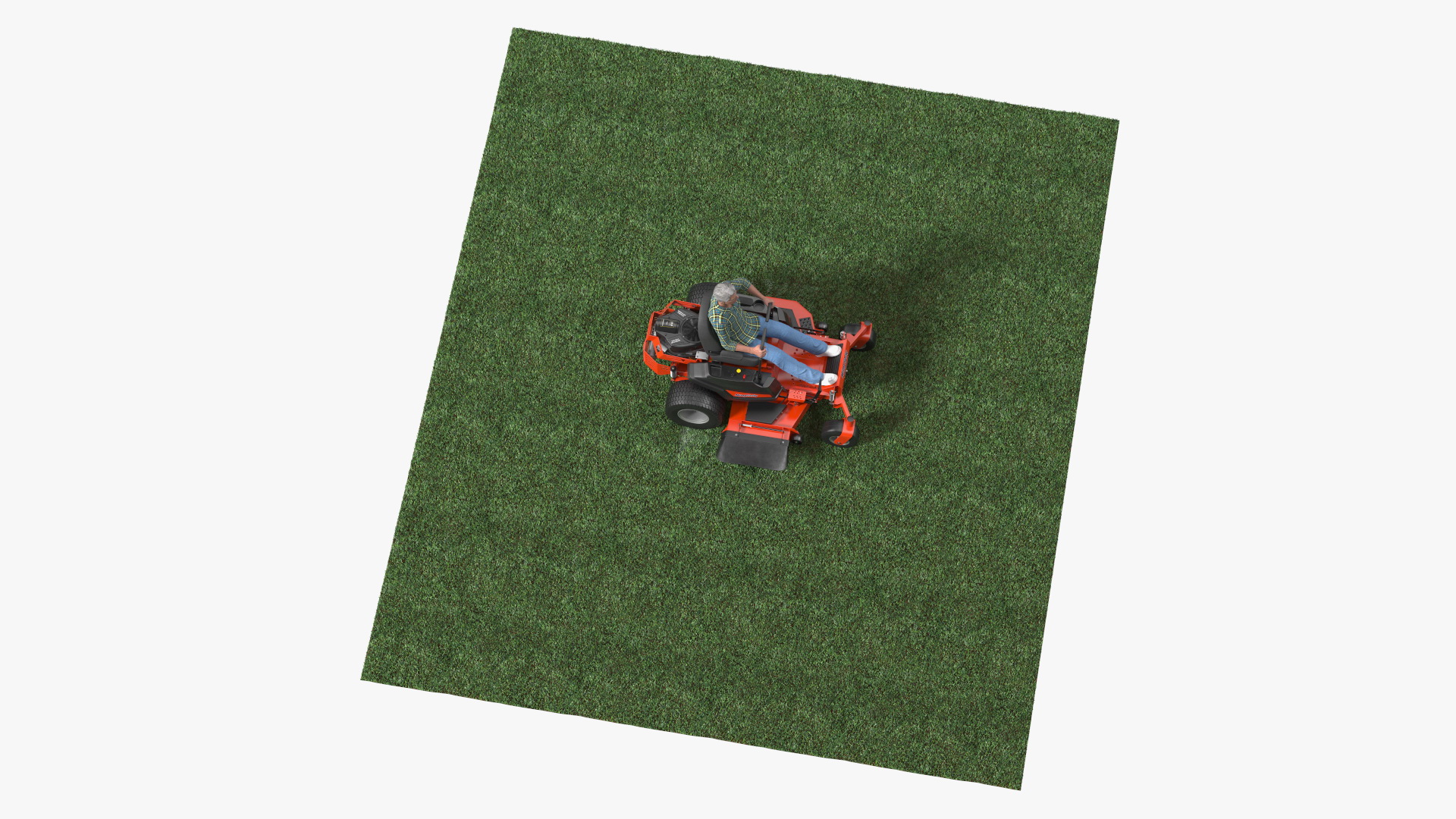 Elderly Man on Simplicity Lawn Mower Fur Rigged 3D