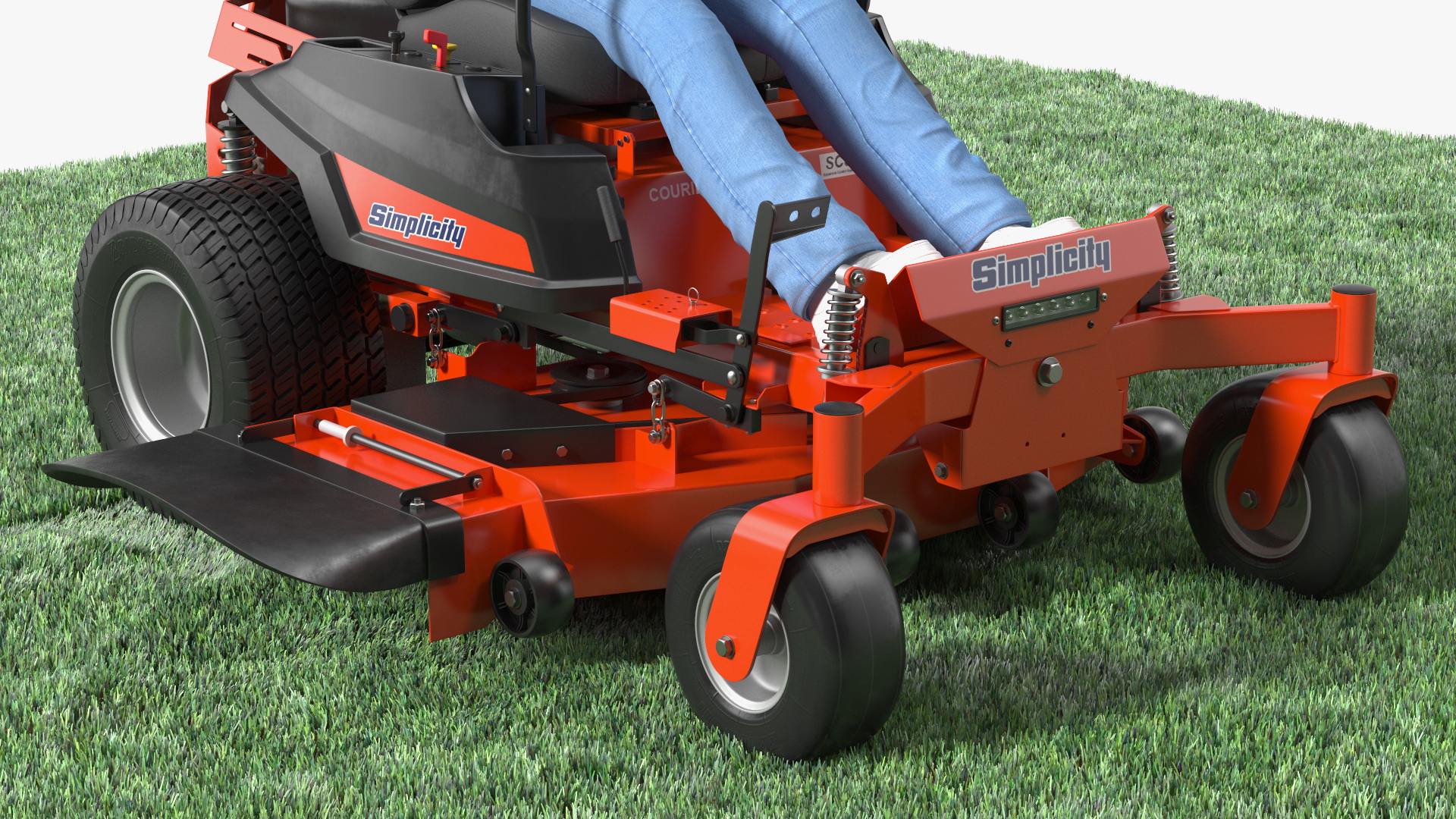 Elderly Man on Simplicity Lawn Mower Fur Rigged 3D