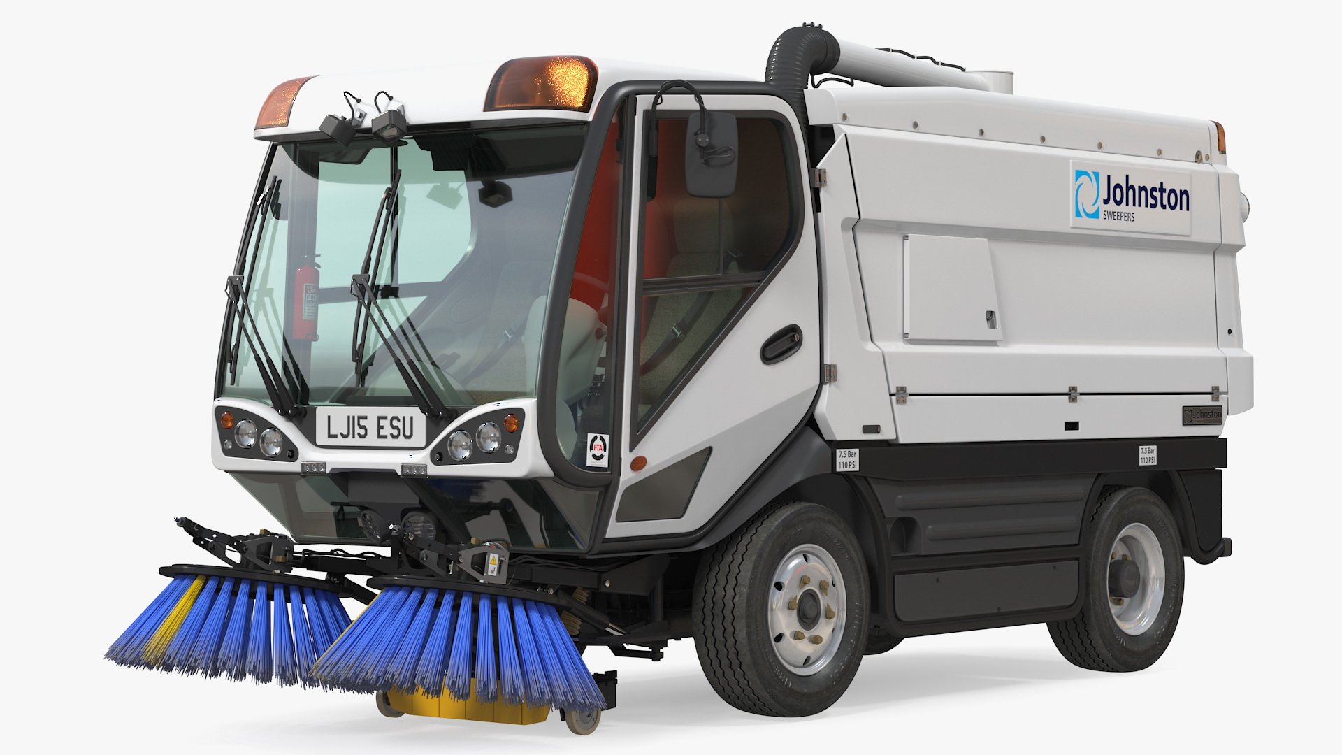 Johnston CX400 Road Sweeper Rigged 3D model