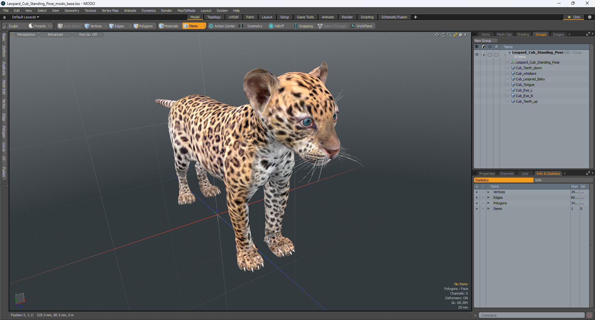 3D model Leopard Cub Standing Pose
