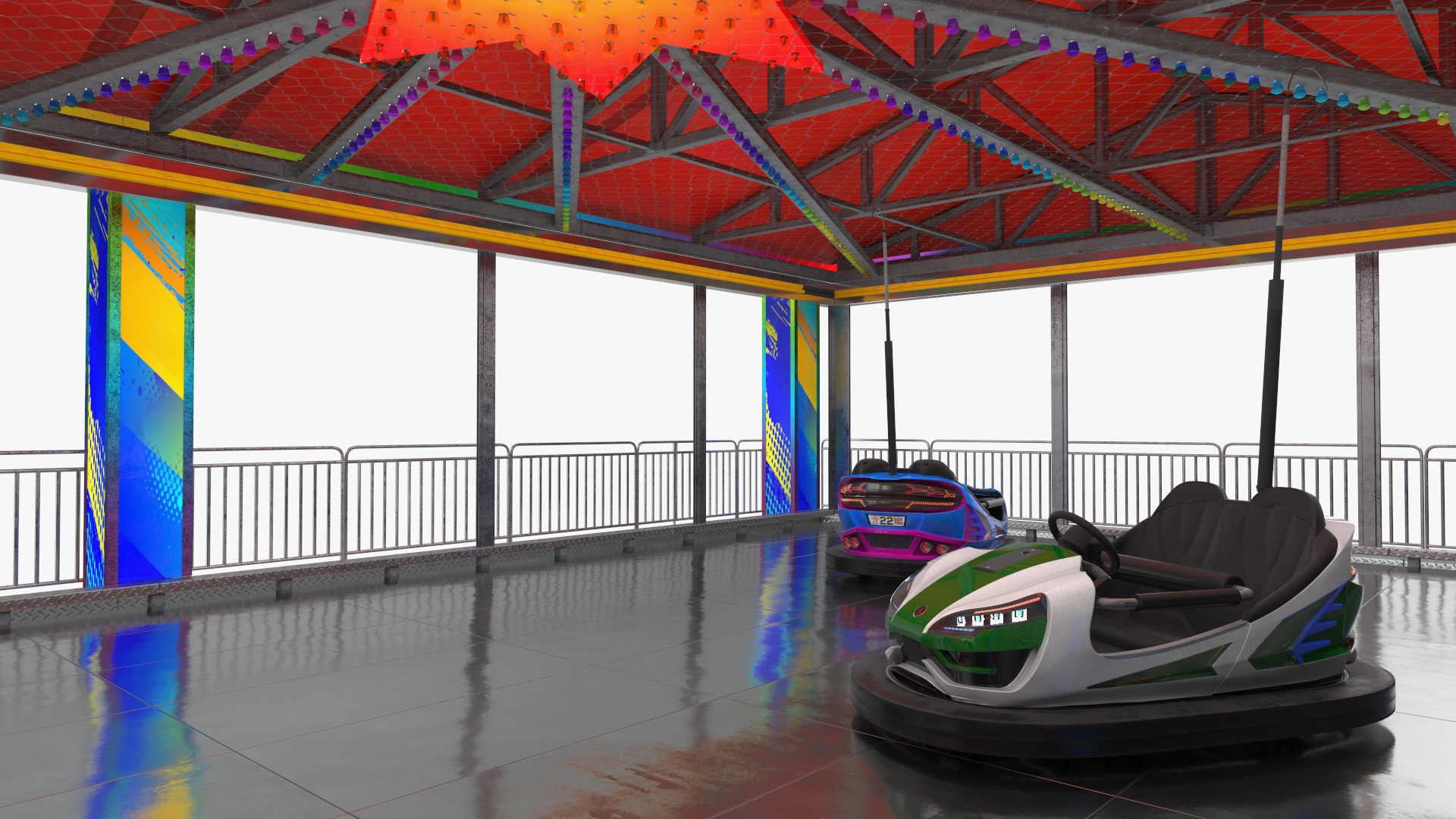 Bumper Cars Bertazzon Pavilion Platform 3D model