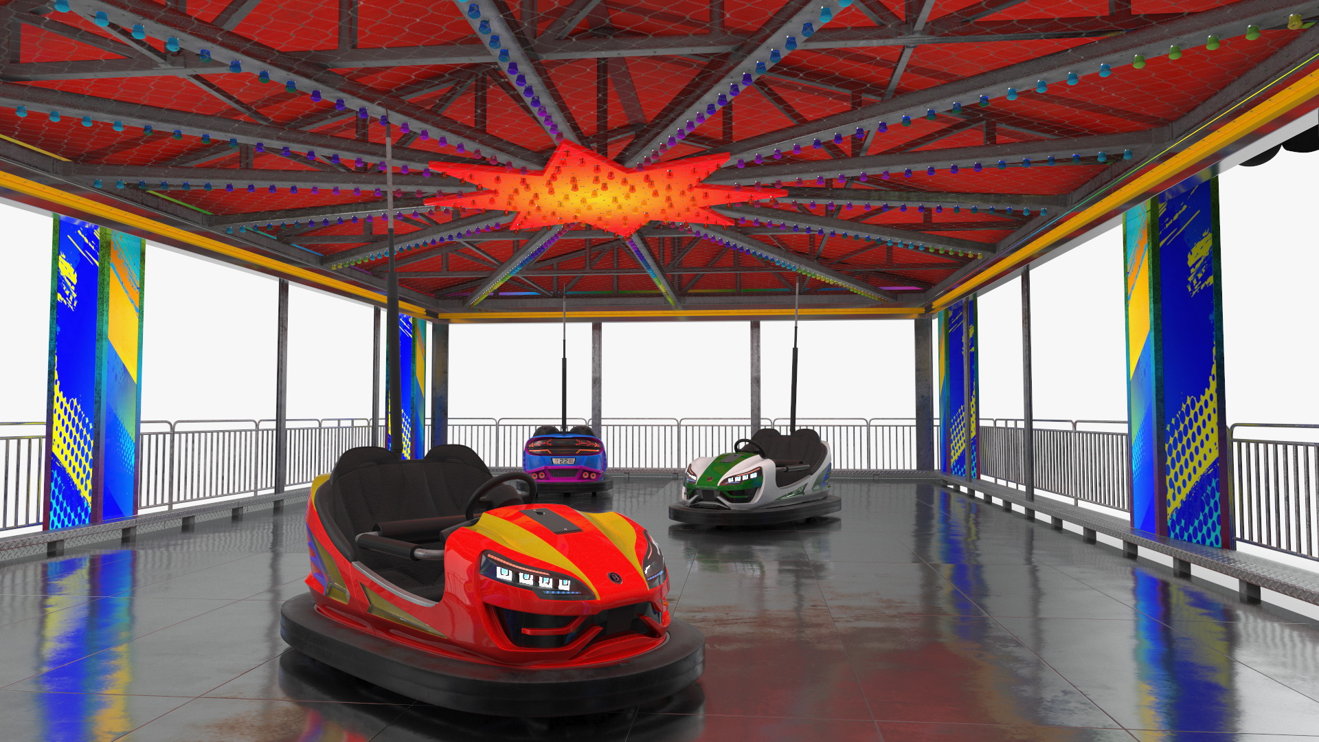 Bumper Cars Bertazzon Pavilion Platform 3D model