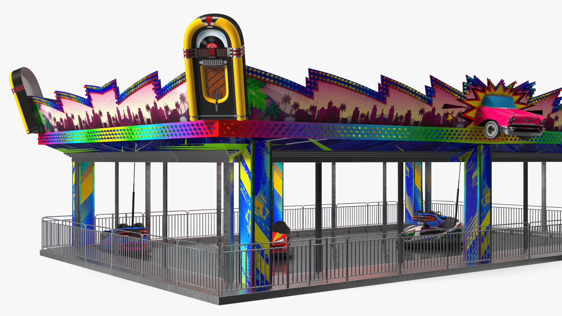 Bumper Cars Bertazzon Pavilion Platform 3D model