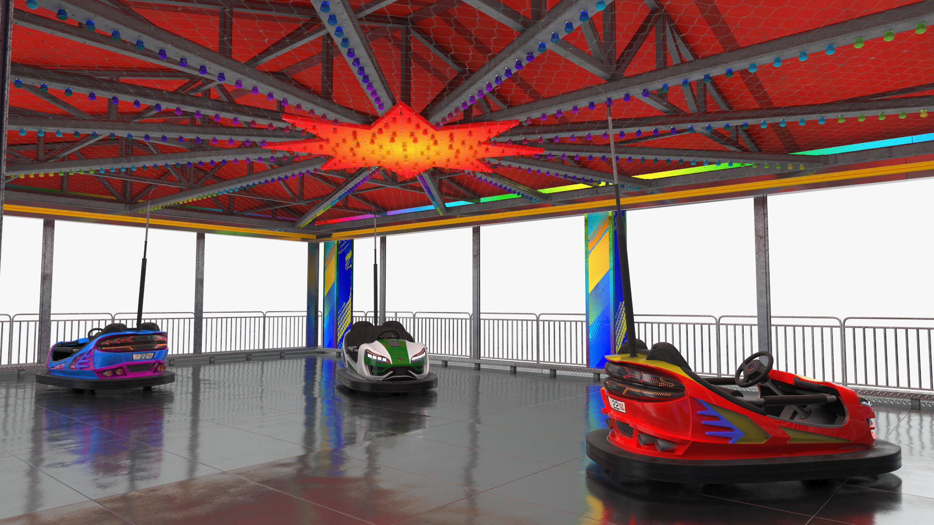 Bumper Cars Bertazzon Pavilion Platform 3D model