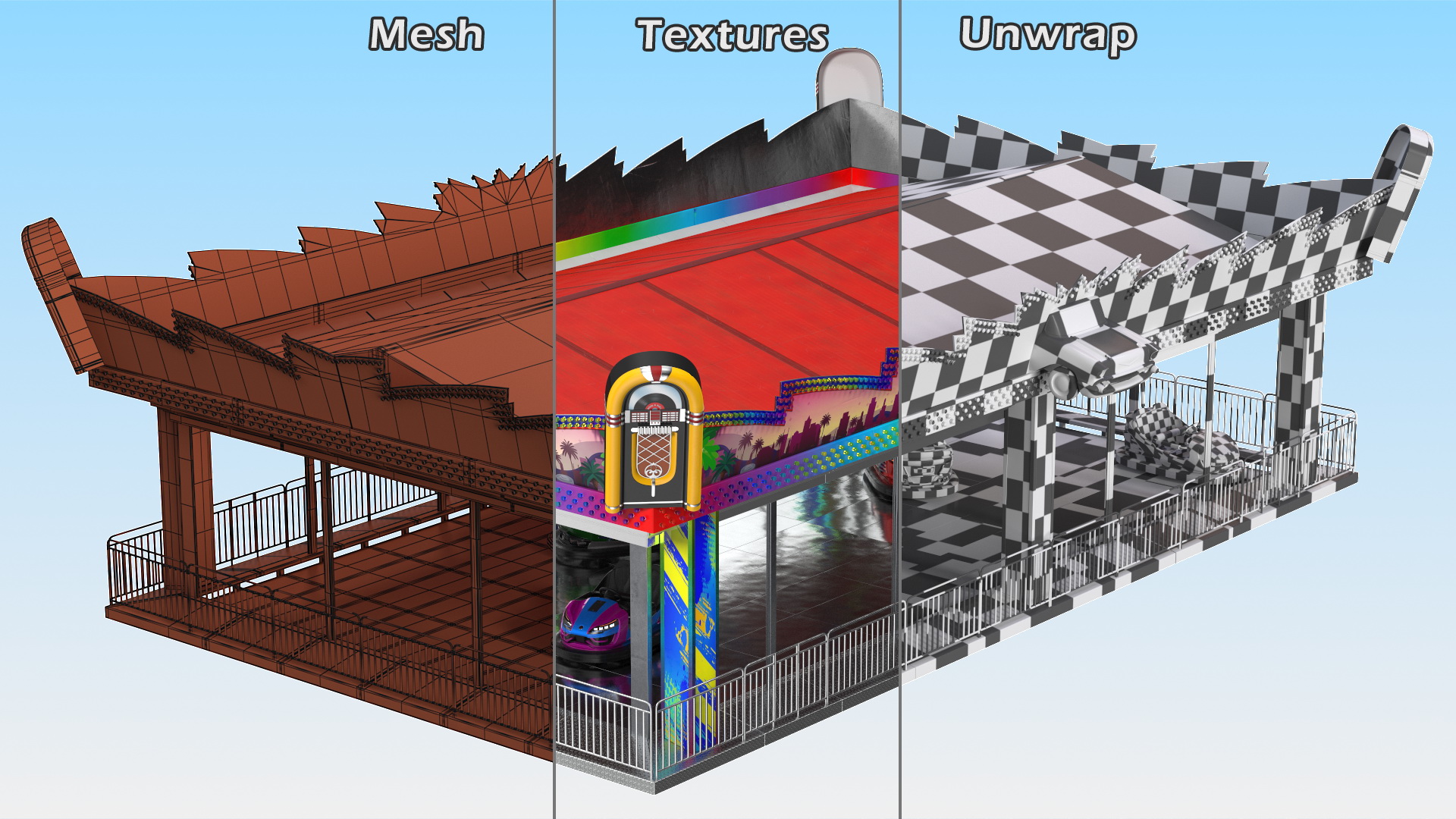 Bumper Cars Bertazzon Pavilion Platform 3D model