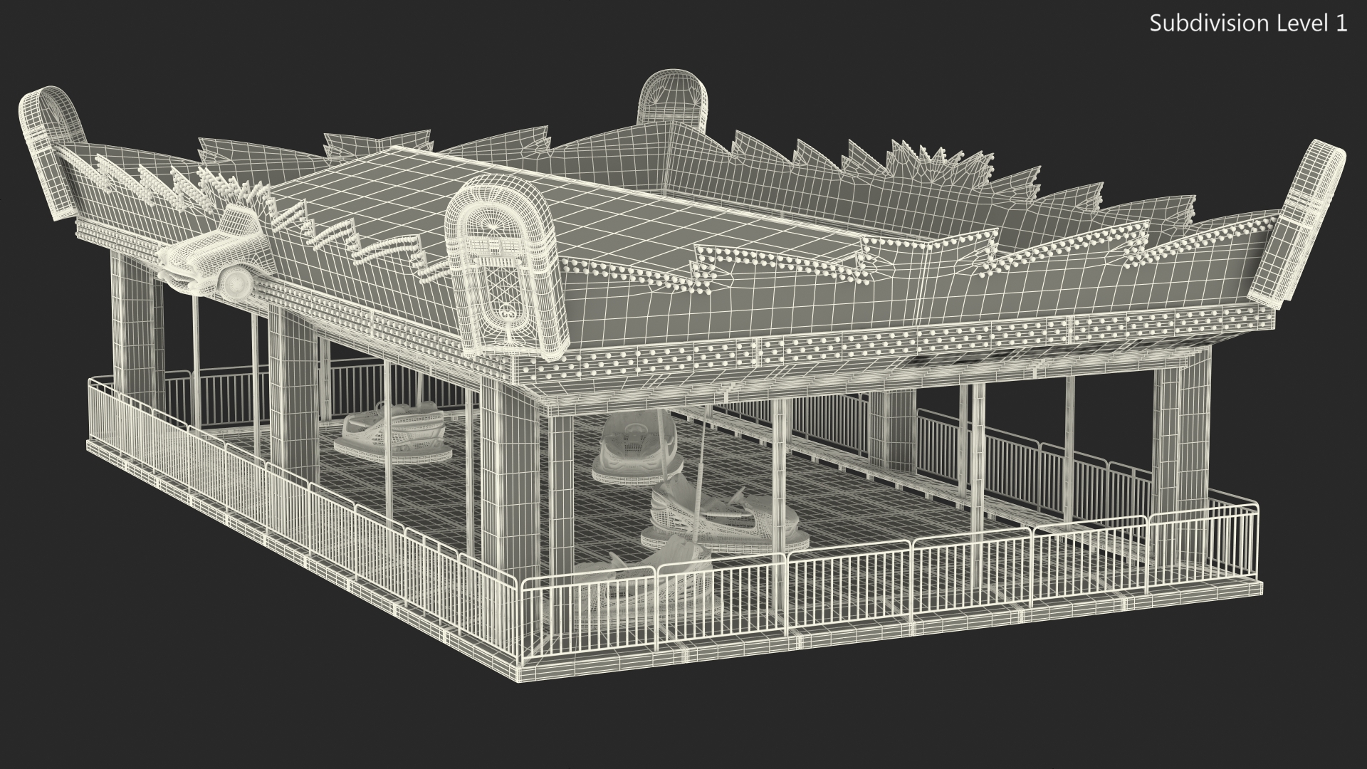 Bumper Cars Bertazzon Pavilion Platform 3D model