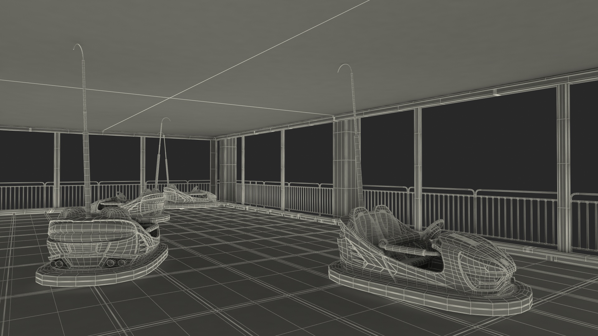 Bumper Cars Bertazzon Pavilion Platform 3D model