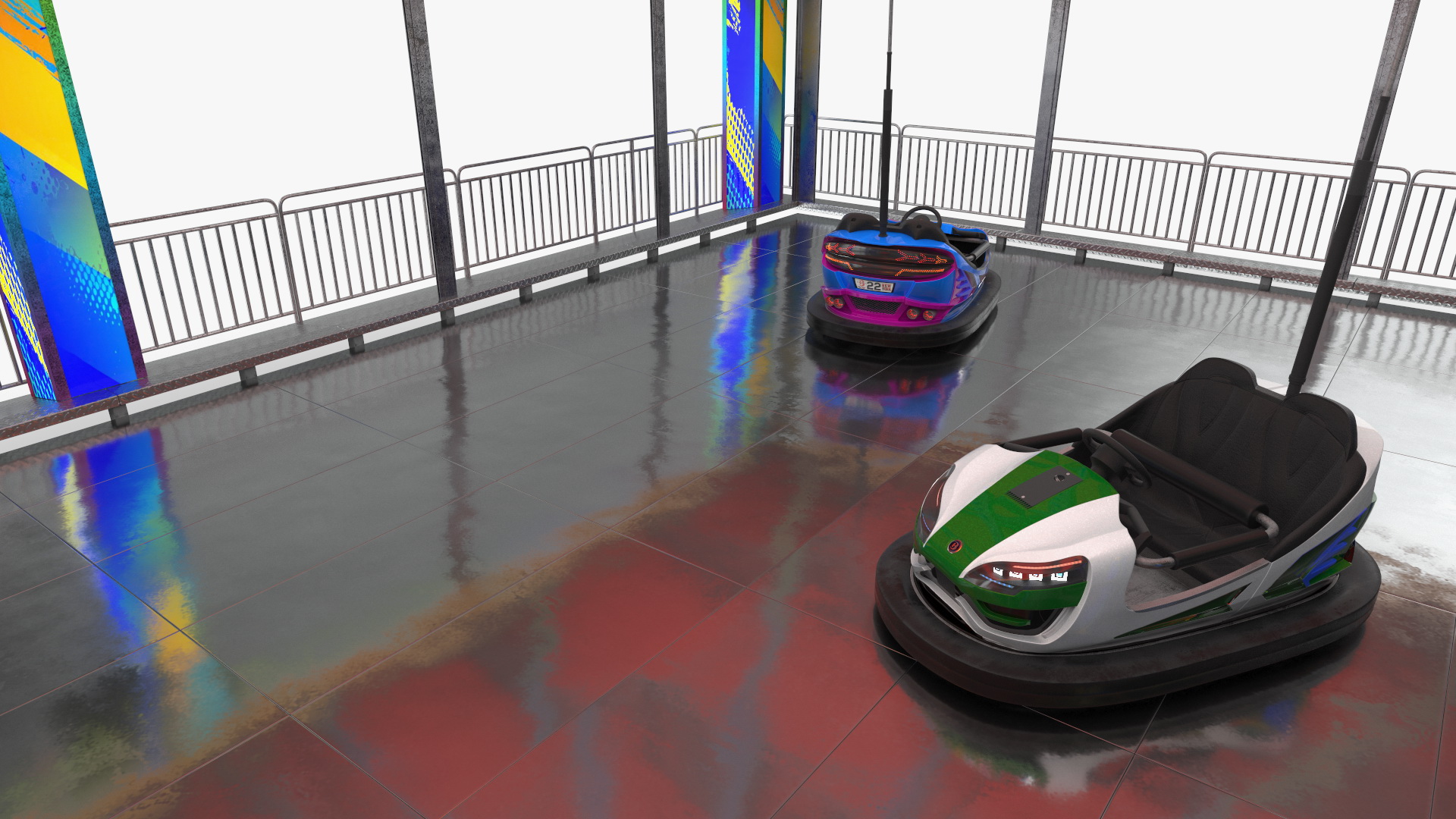 Bumper Cars Bertazzon Pavilion Platform 3D model
