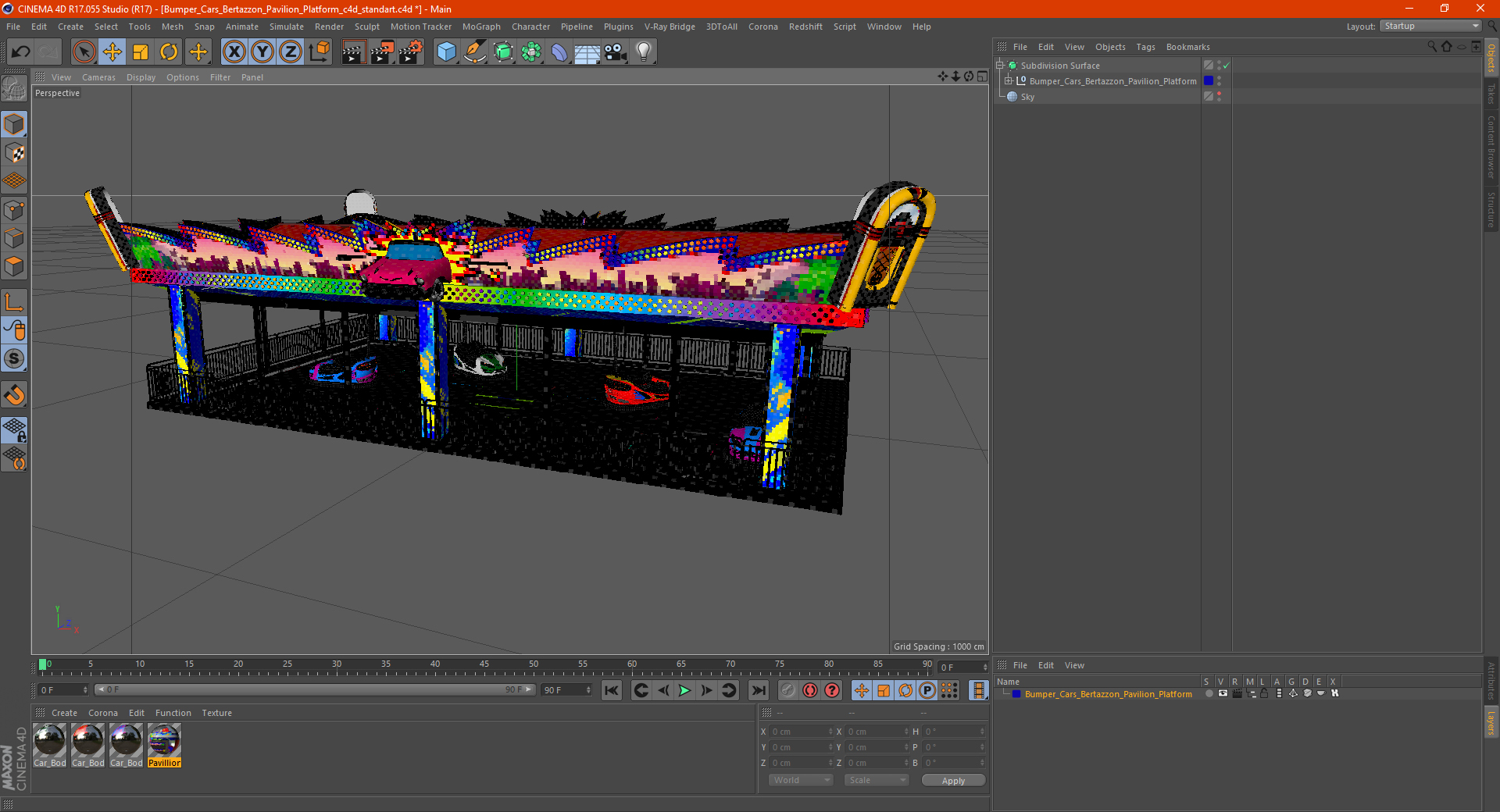 Bumper Cars Bertazzon Pavilion Platform 3D model