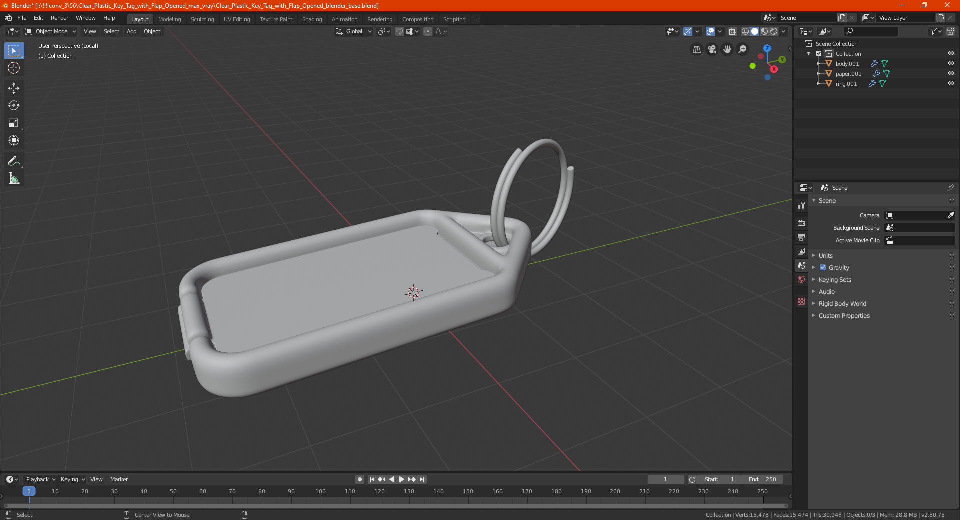 3D Clear Plastic Key Tag with Flap Open
