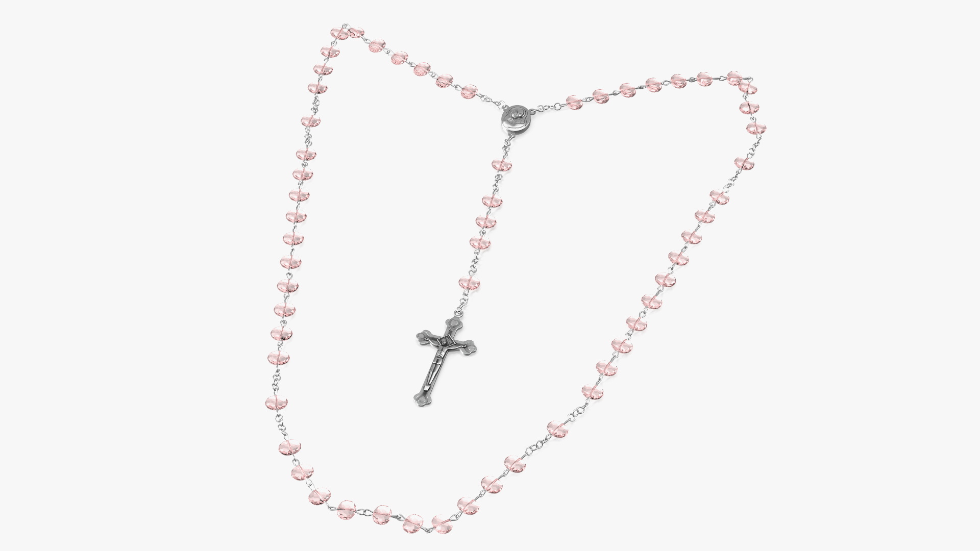 3D model Catholic Rosary Beads with Cross Pendant Pink