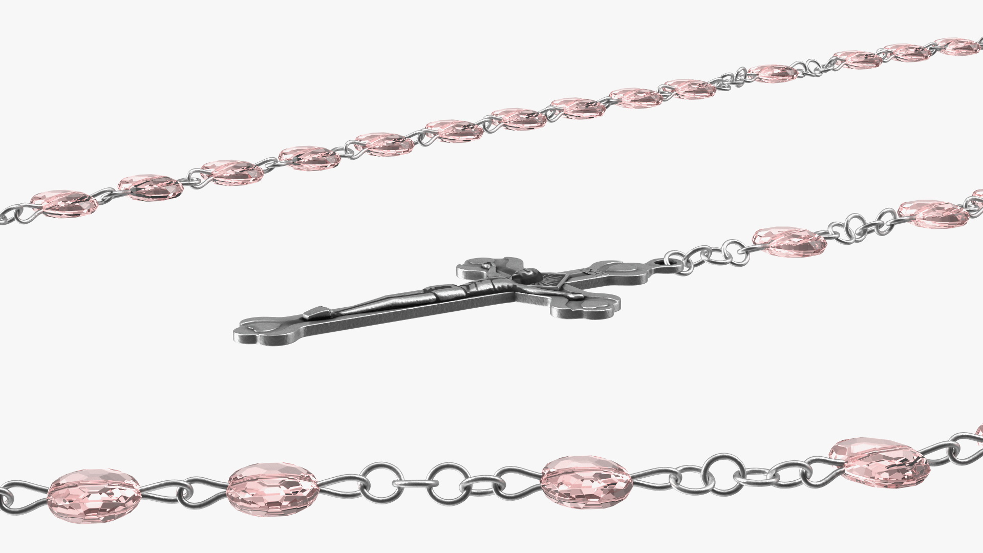 3D model Catholic Rosary Beads with Cross Pendant Pink