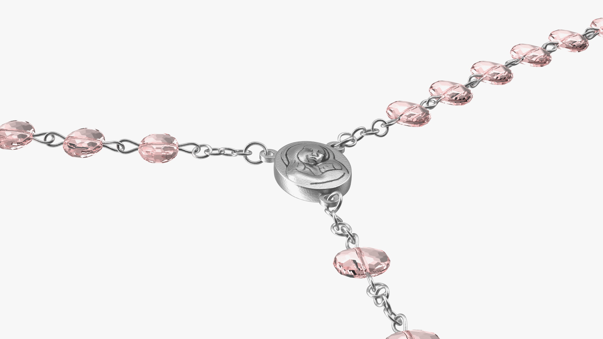 3D model Catholic Rosary Beads with Cross Pendant Pink