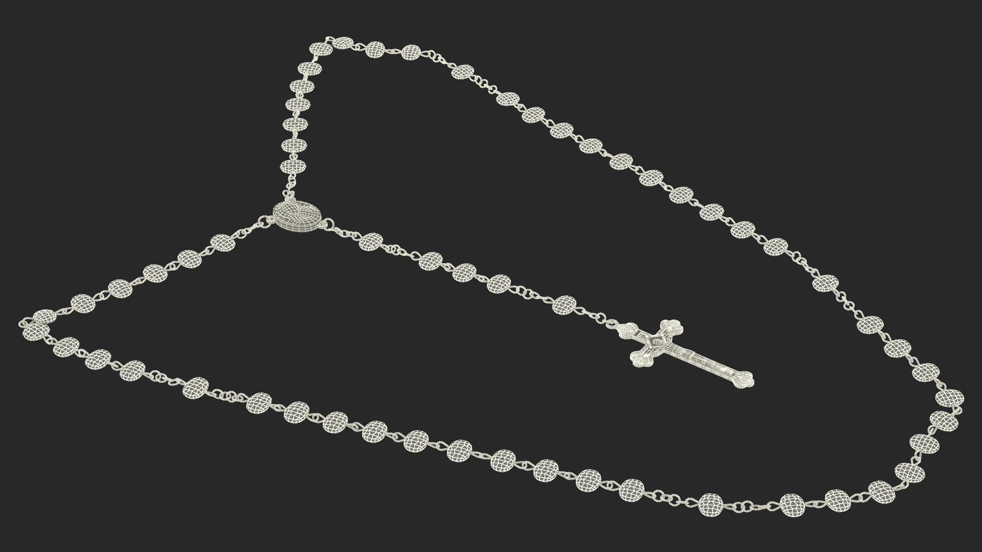 3D model Catholic Rosary Beads with Cross Pendant Pink