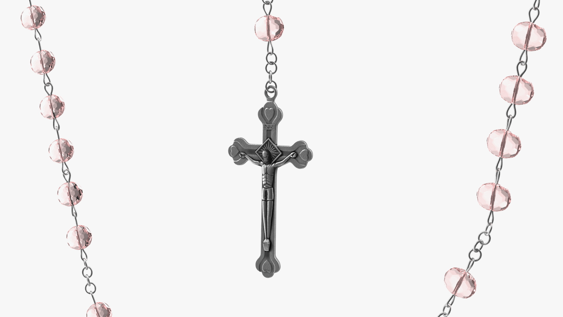 3D model Catholic Rosary Beads with Cross Pendant Pink