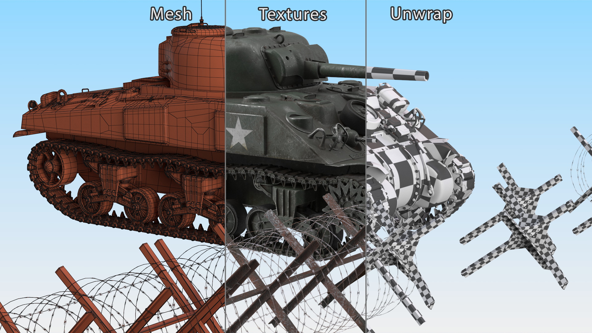 M4 Sherman Combat Tank on Battlefield 3D