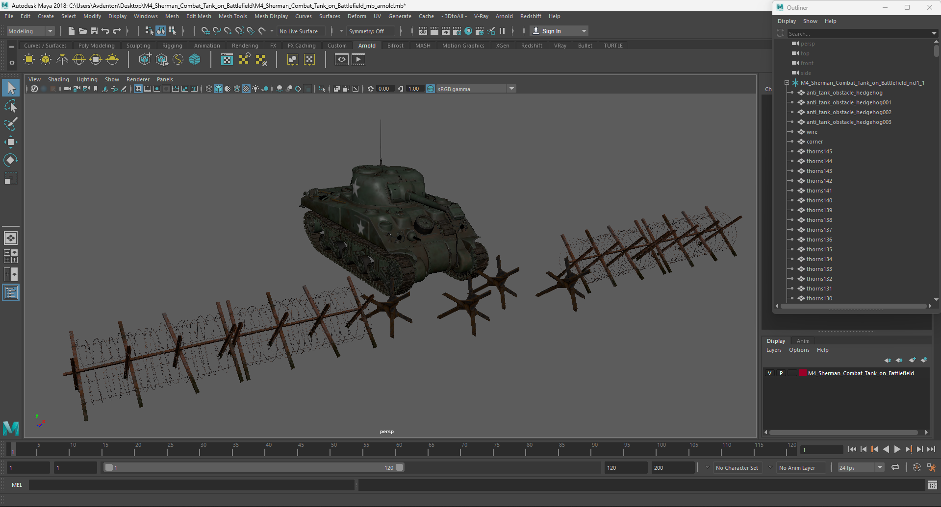 M4 Sherman Combat Tank on Battlefield 3D