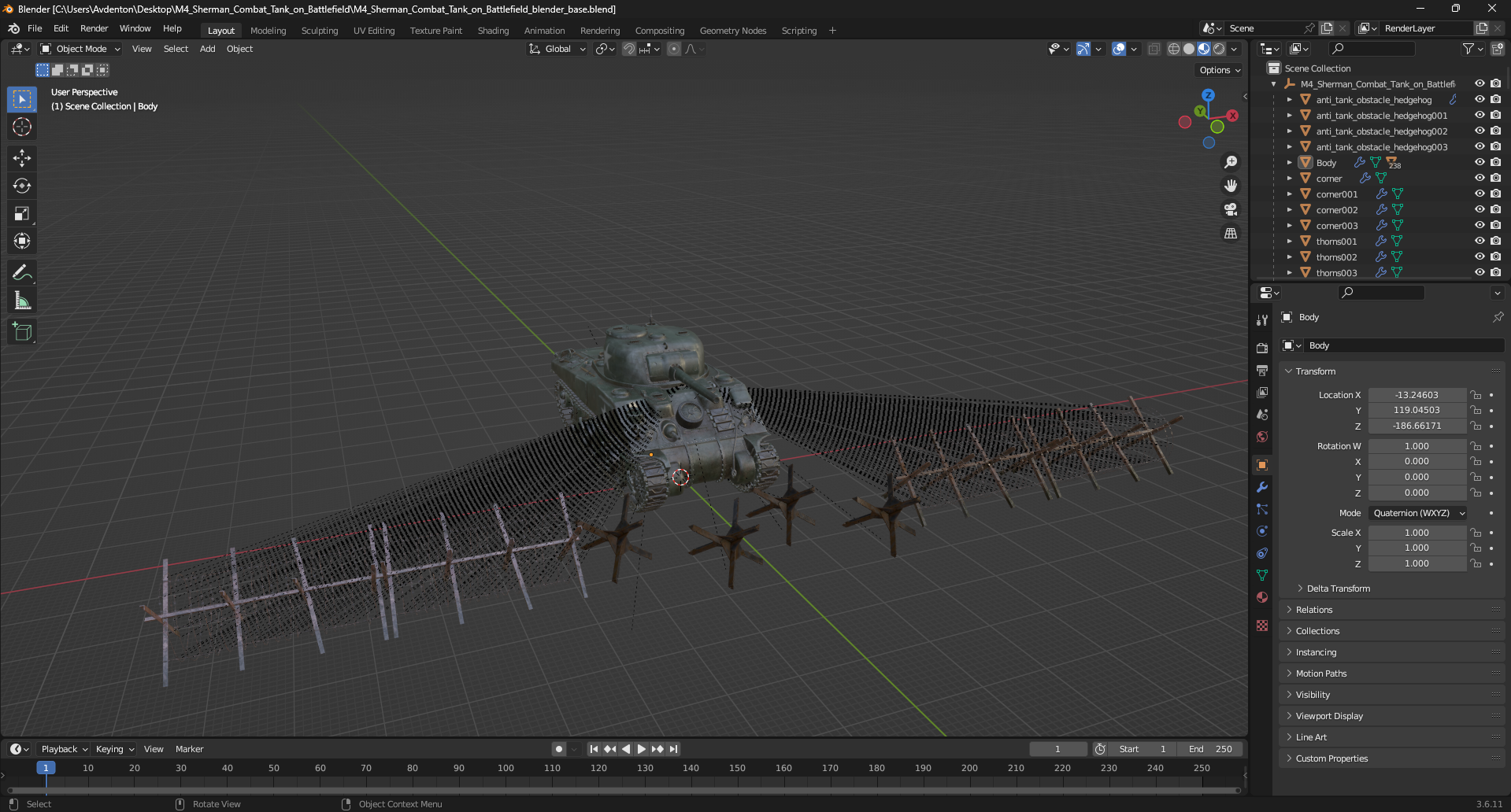 M4 Sherman Combat Tank on Battlefield 3D