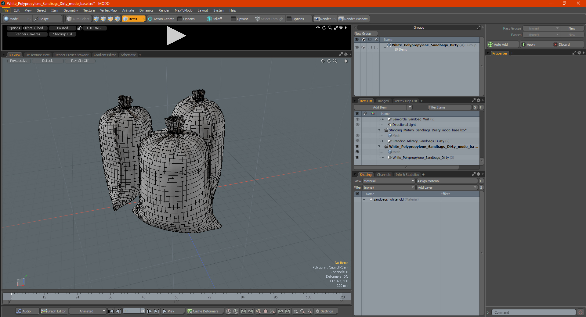 White Polypropylene Sandbags Dirty 3D model