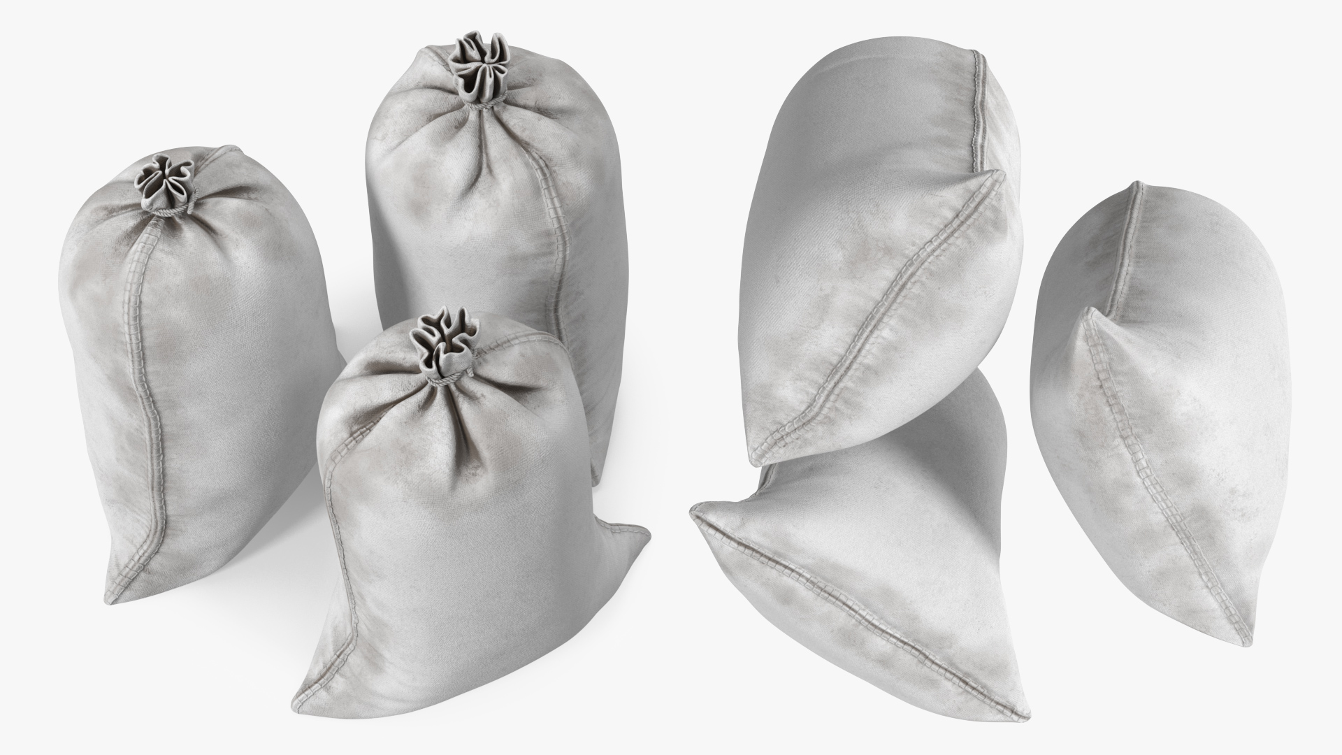 White Polypropylene Sandbags Dirty 3D model