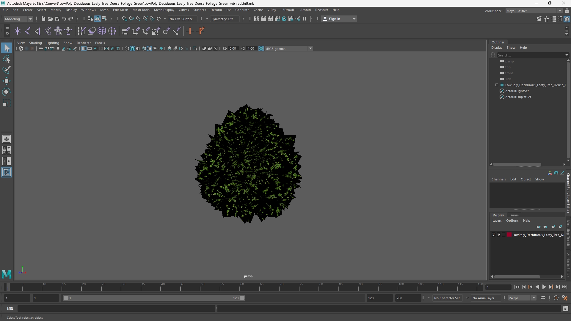 LowPoly Deciduous Leafy Tree Dense Foliage Green - view 11
