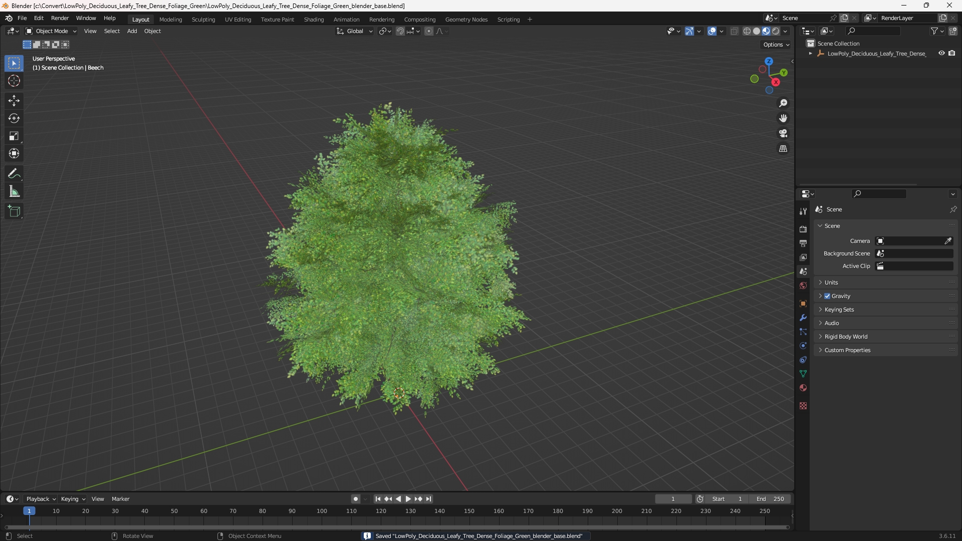 LowPoly Deciduous Leafy Tree Dense Foliage Green - view 10