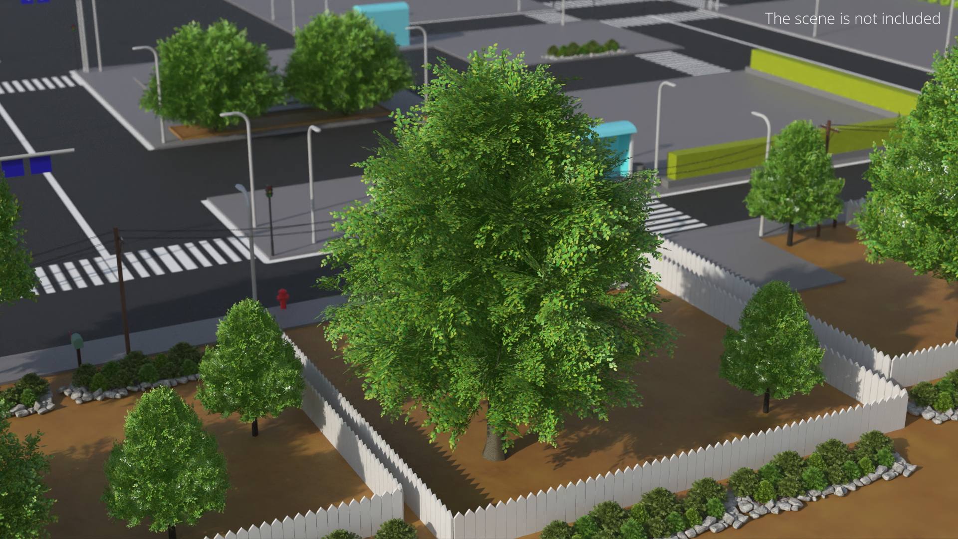 LowPoly Deciduous Leafy Tree Dense Foliage Green - view 3