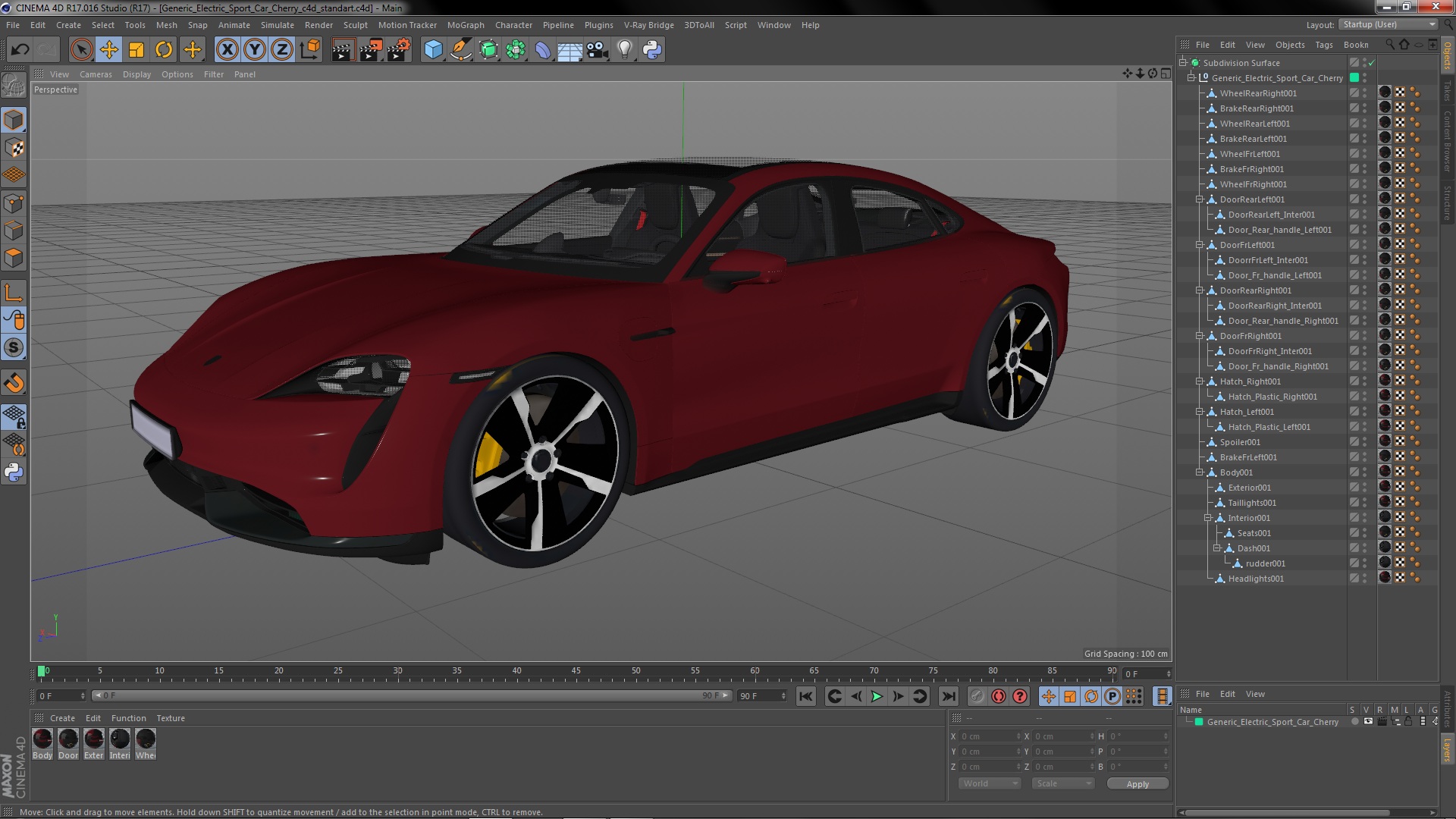 3D Generic Electric Sport Car Cherry model