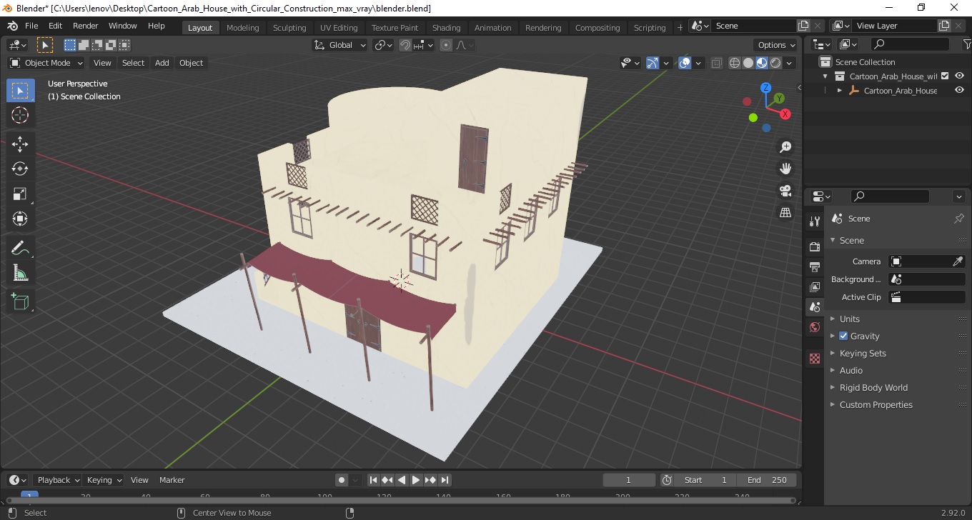3D model Cartoon Arab House with Circular Construction