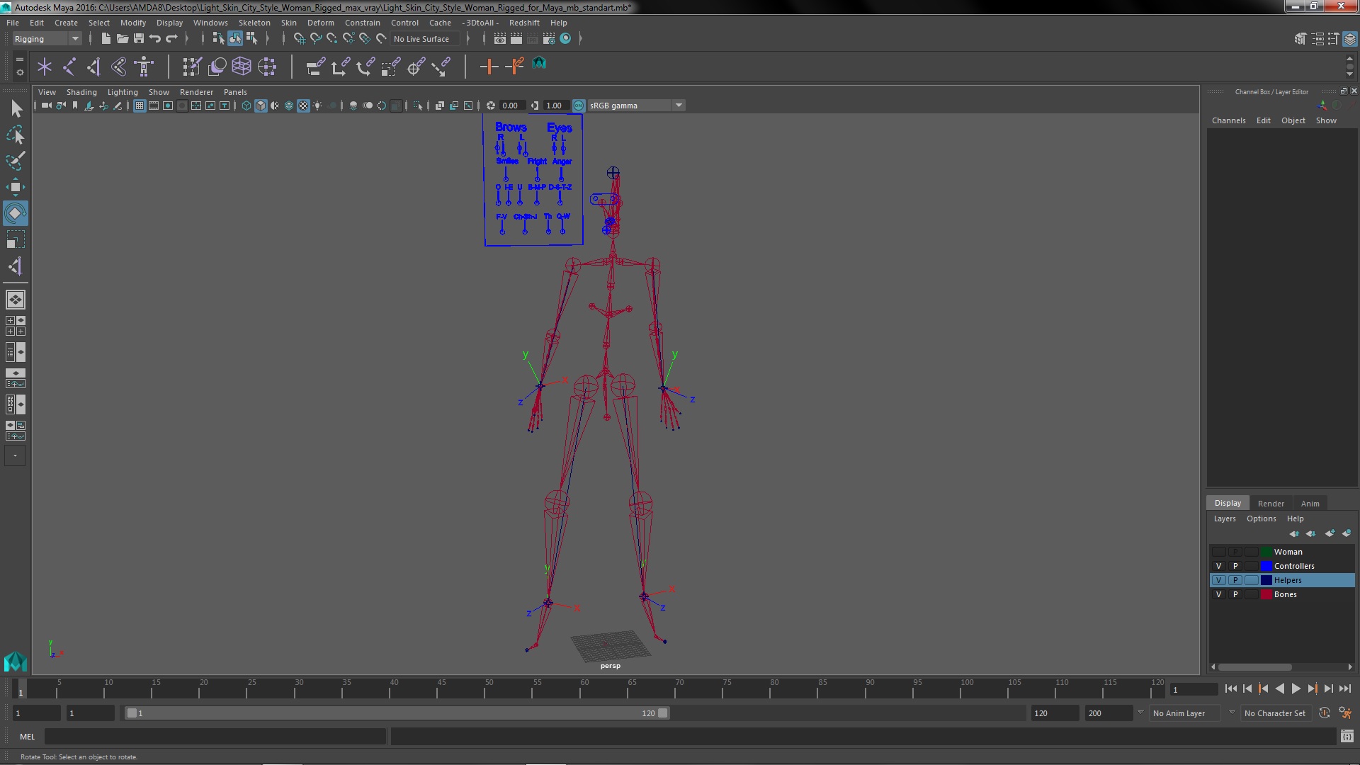 3D Light Skin City Style Woman Rigged for Maya model