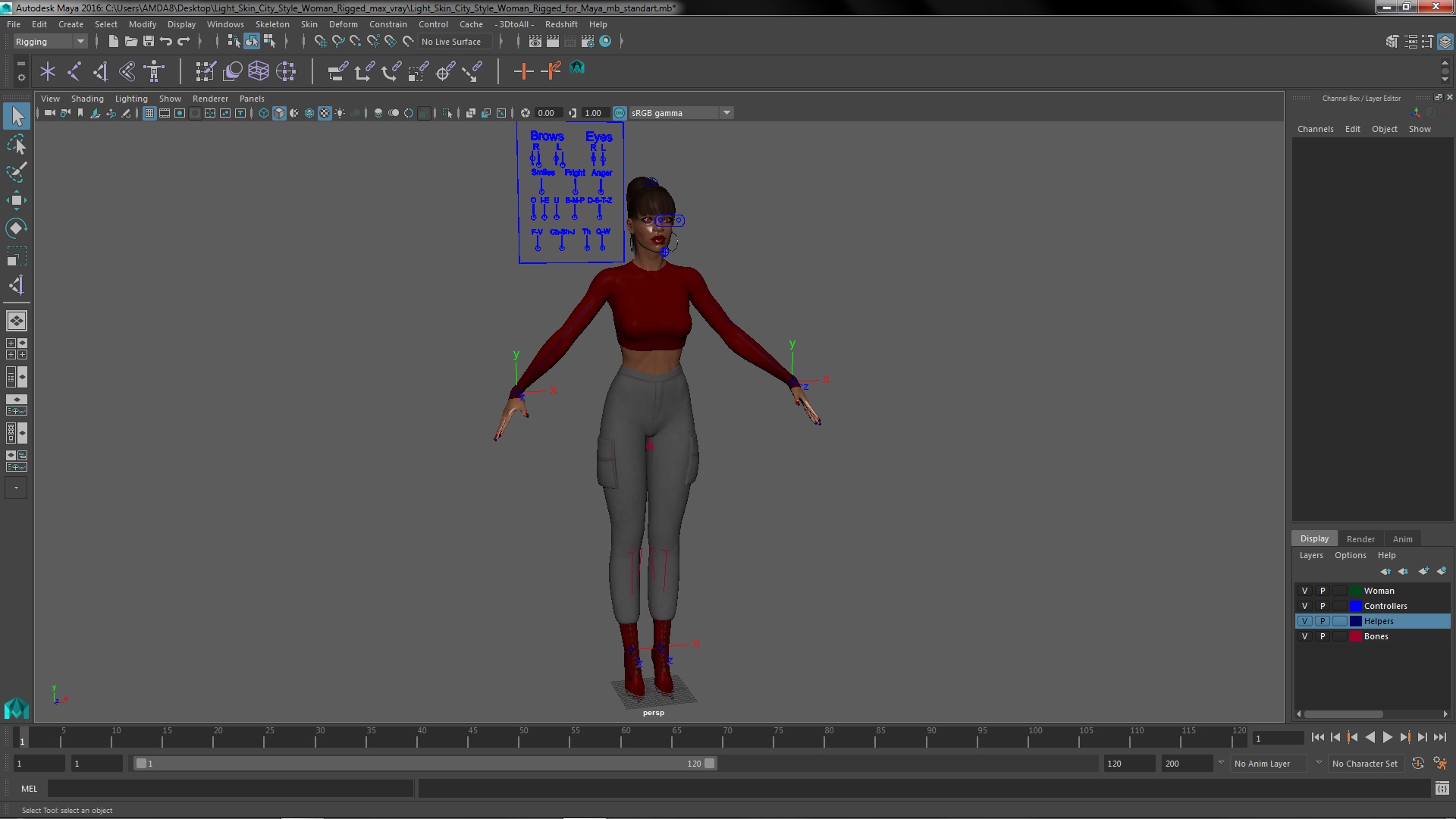 3D Light Skin City Style Woman Rigged for Maya model