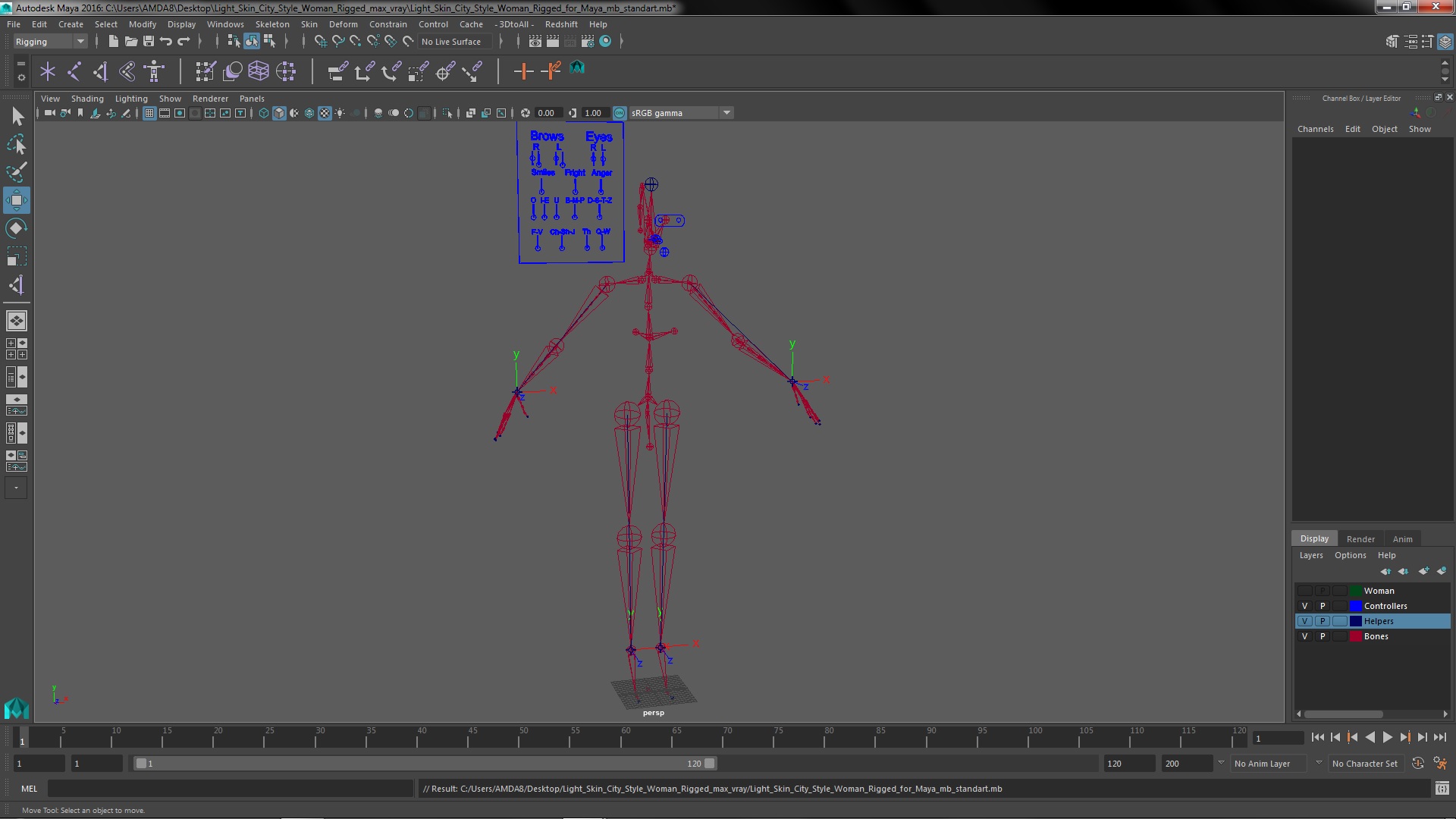 3D Light Skin City Style Woman Rigged for Maya model