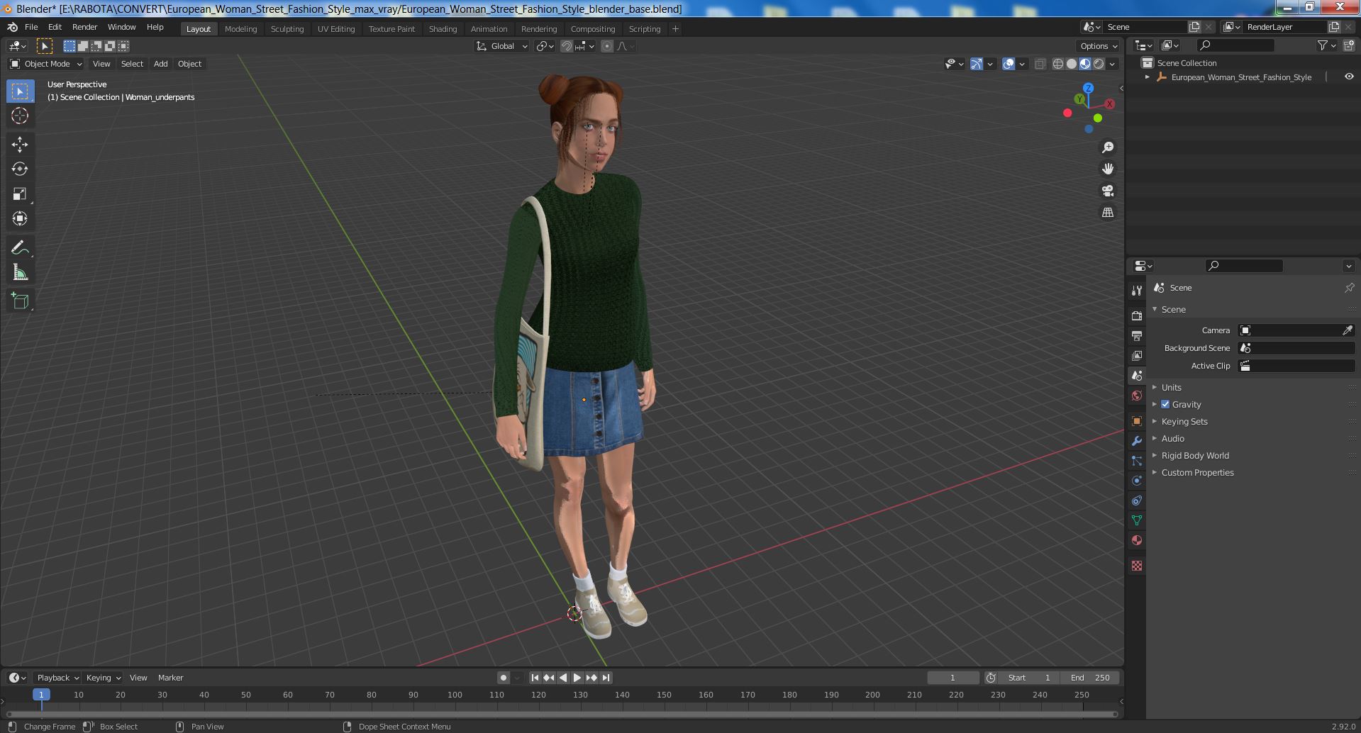 3D model European Woman Street Fashion Style