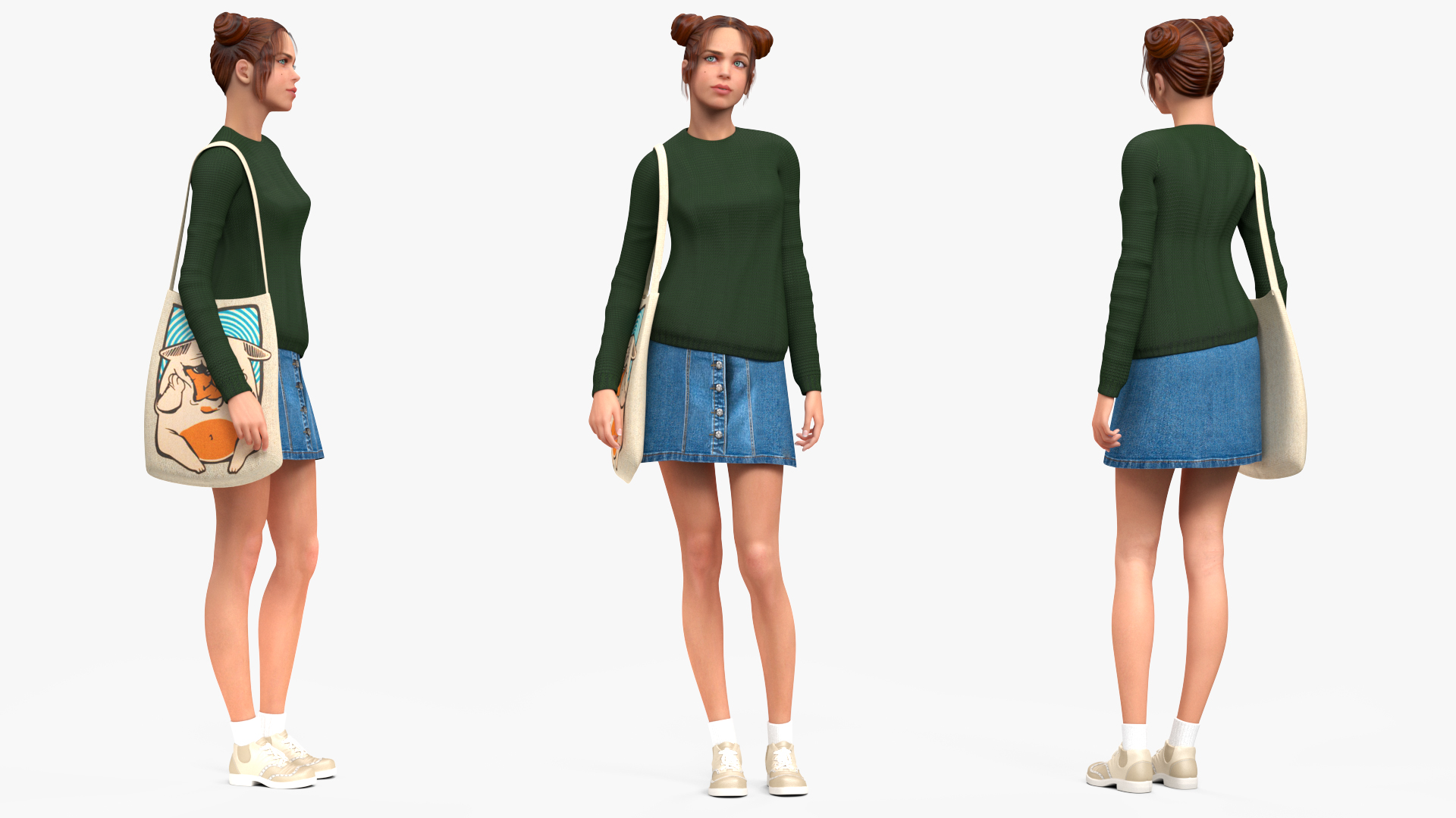 3D model European Woman Street Fashion Style