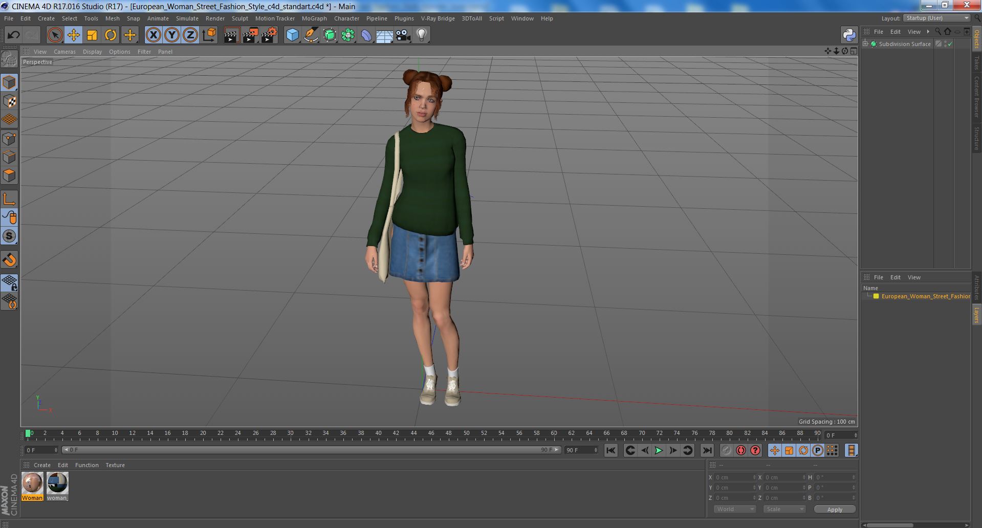 3D model European Woman Street Fashion Style