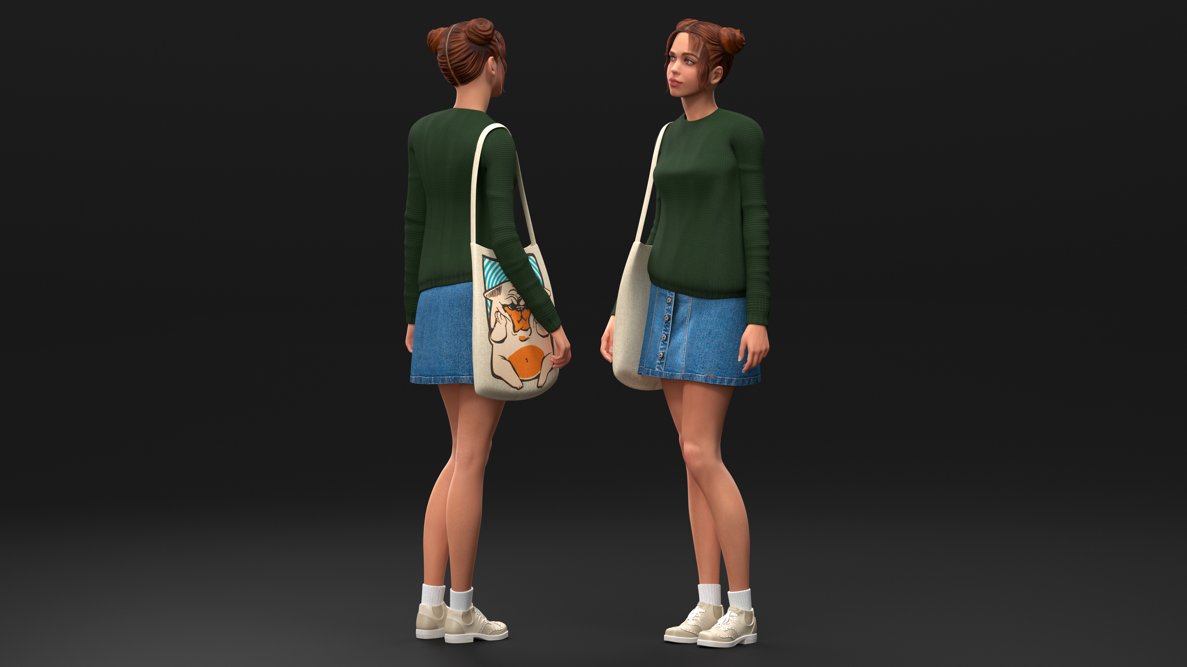 3D model European Woman Street Fashion Style