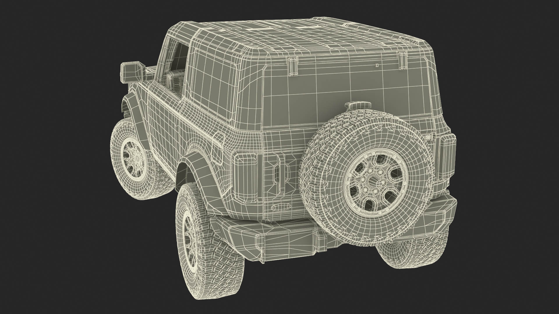 3D Ford Bronco Two Door SUV Rapid Red Rigged