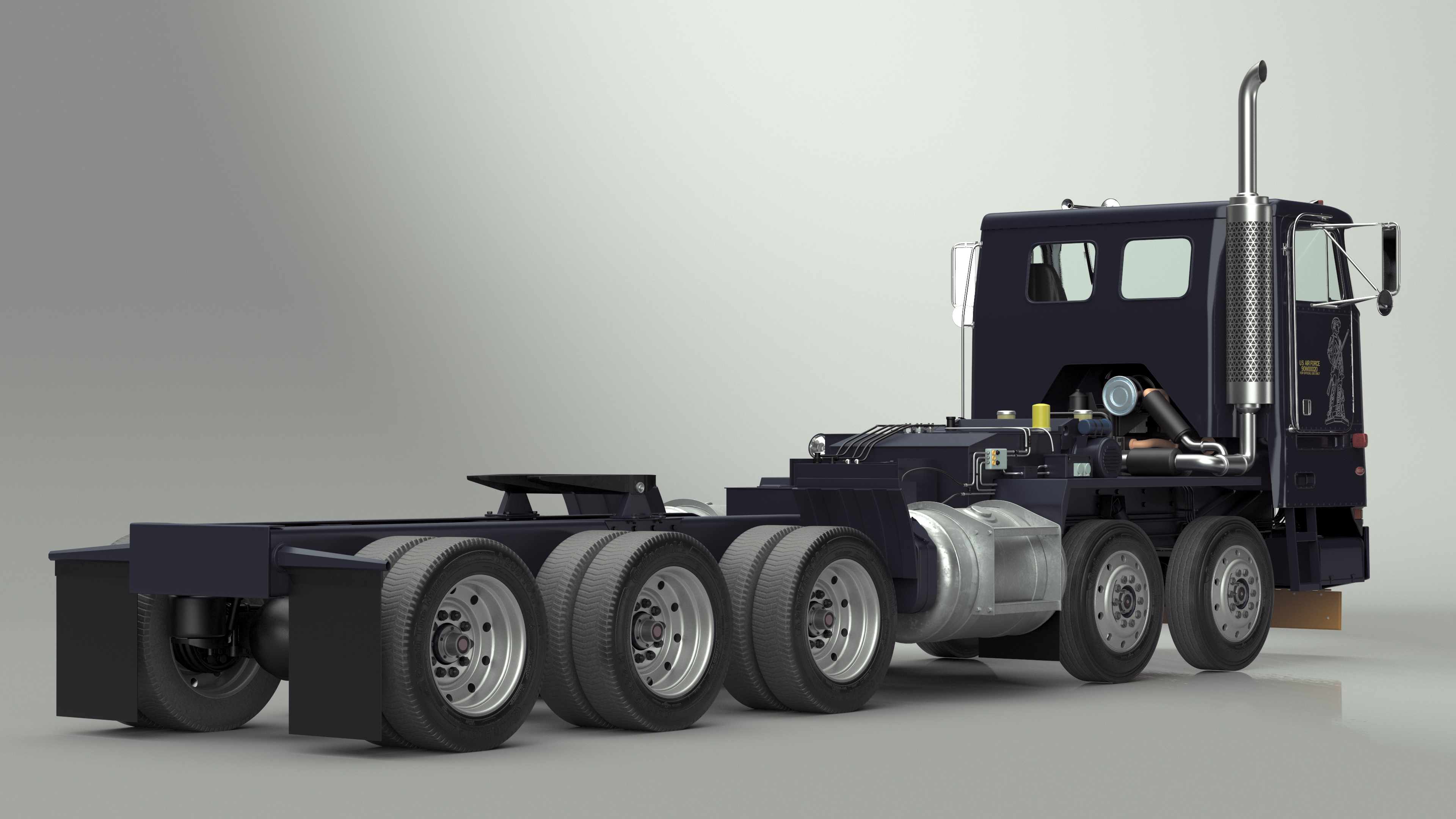 Peterbild 362 Cab Over for Transporter Erector Loader Rigged for Maya 3D model