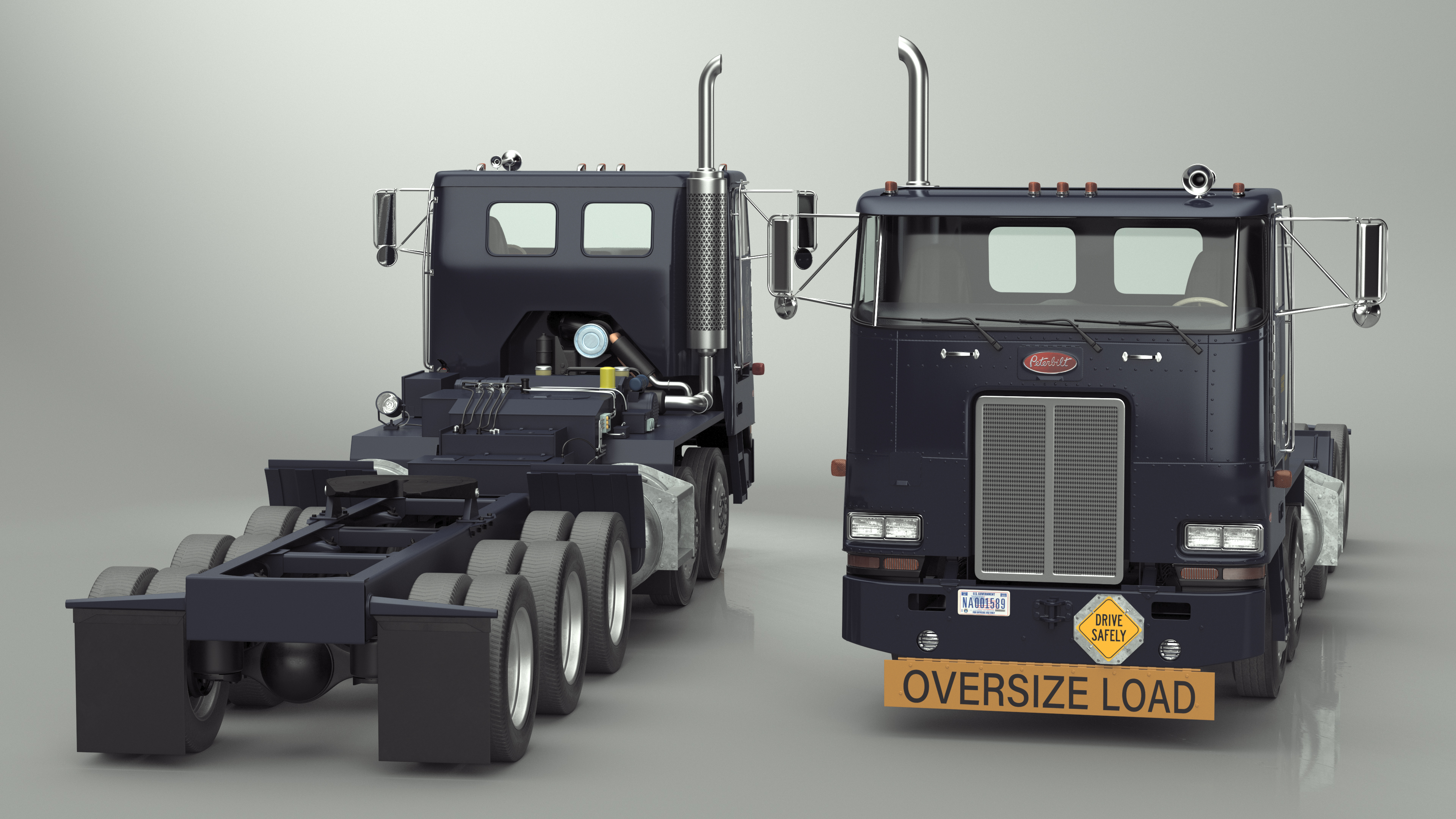 Peterbild 362 Cab Over for Transporter Erector Loader Rigged for Maya 3D model