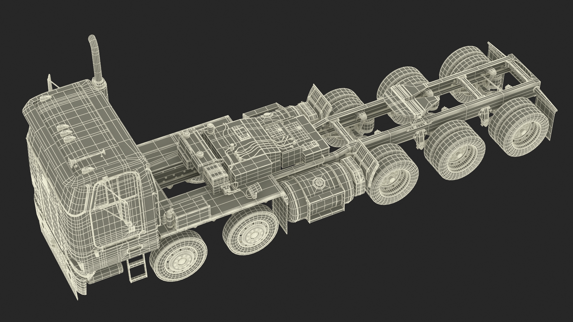 Peterbild 362 Cab Over for Transporter Erector Loader Rigged for Maya 3D model