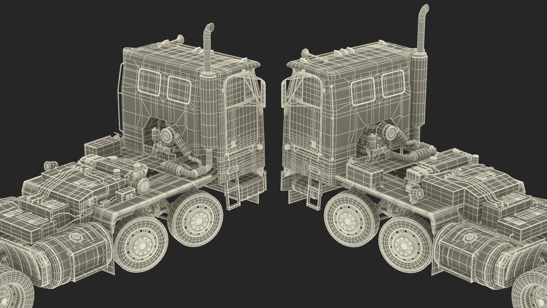 Peterbild 362 Cab Over for Transporter Erector Loader Rigged for Maya 3D model