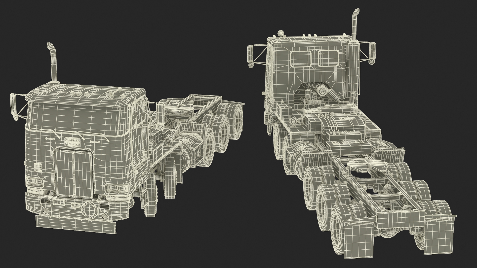 Peterbild 362 Cab Over for Transporter Erector Loader Rigged for Maya 3D model