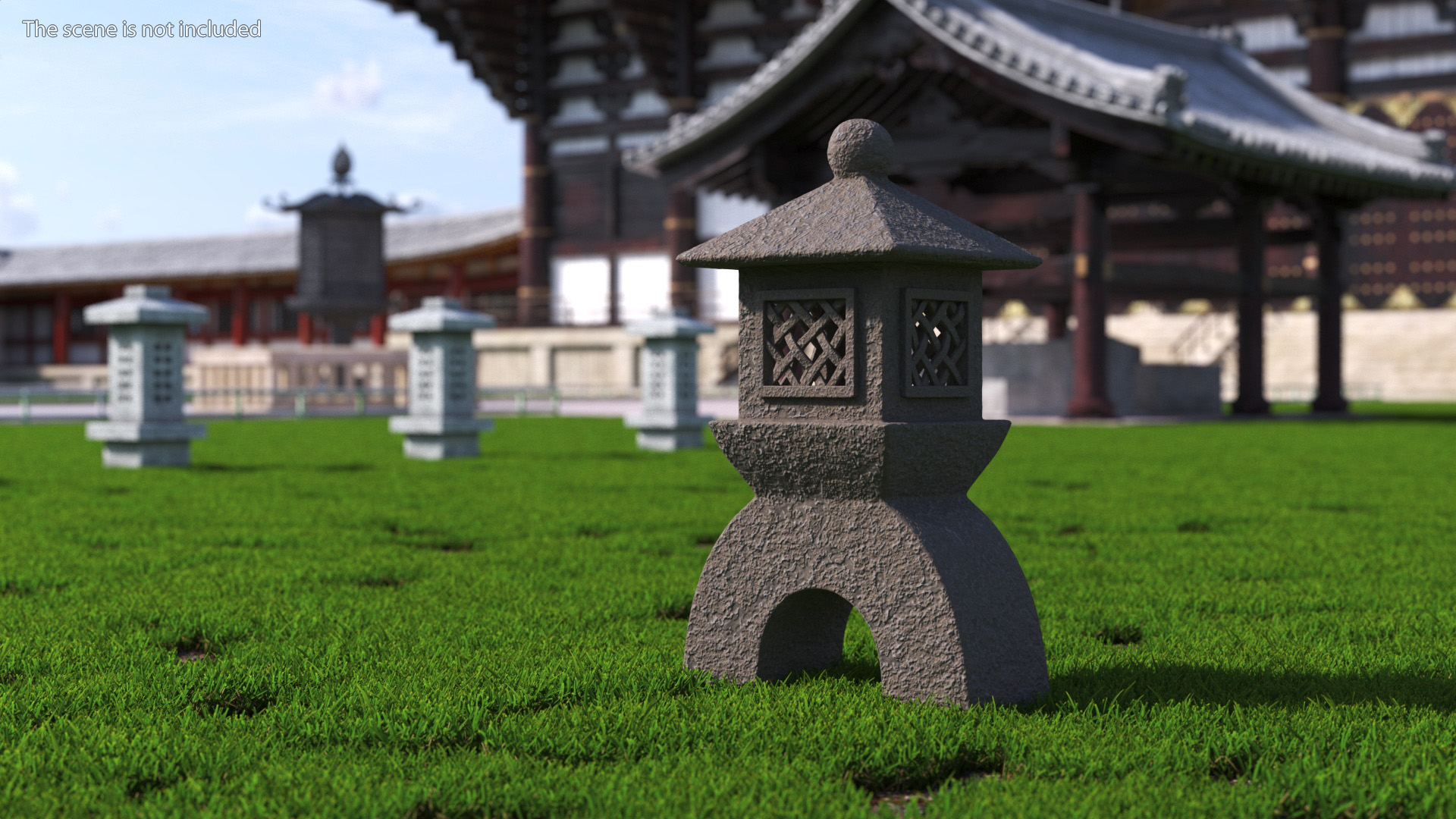 Japanese Dark Stone Lamp 3D model