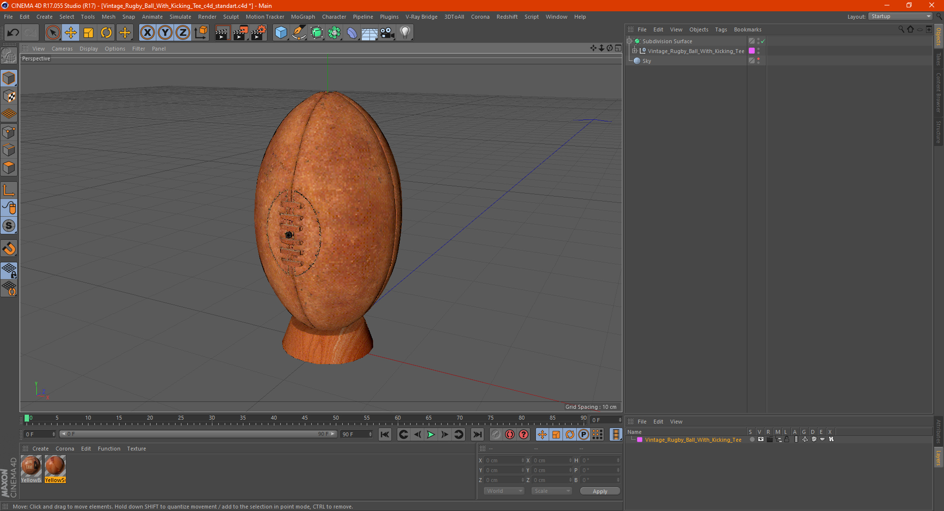 3D model Vintage Rugby Ball With Kicking Tee