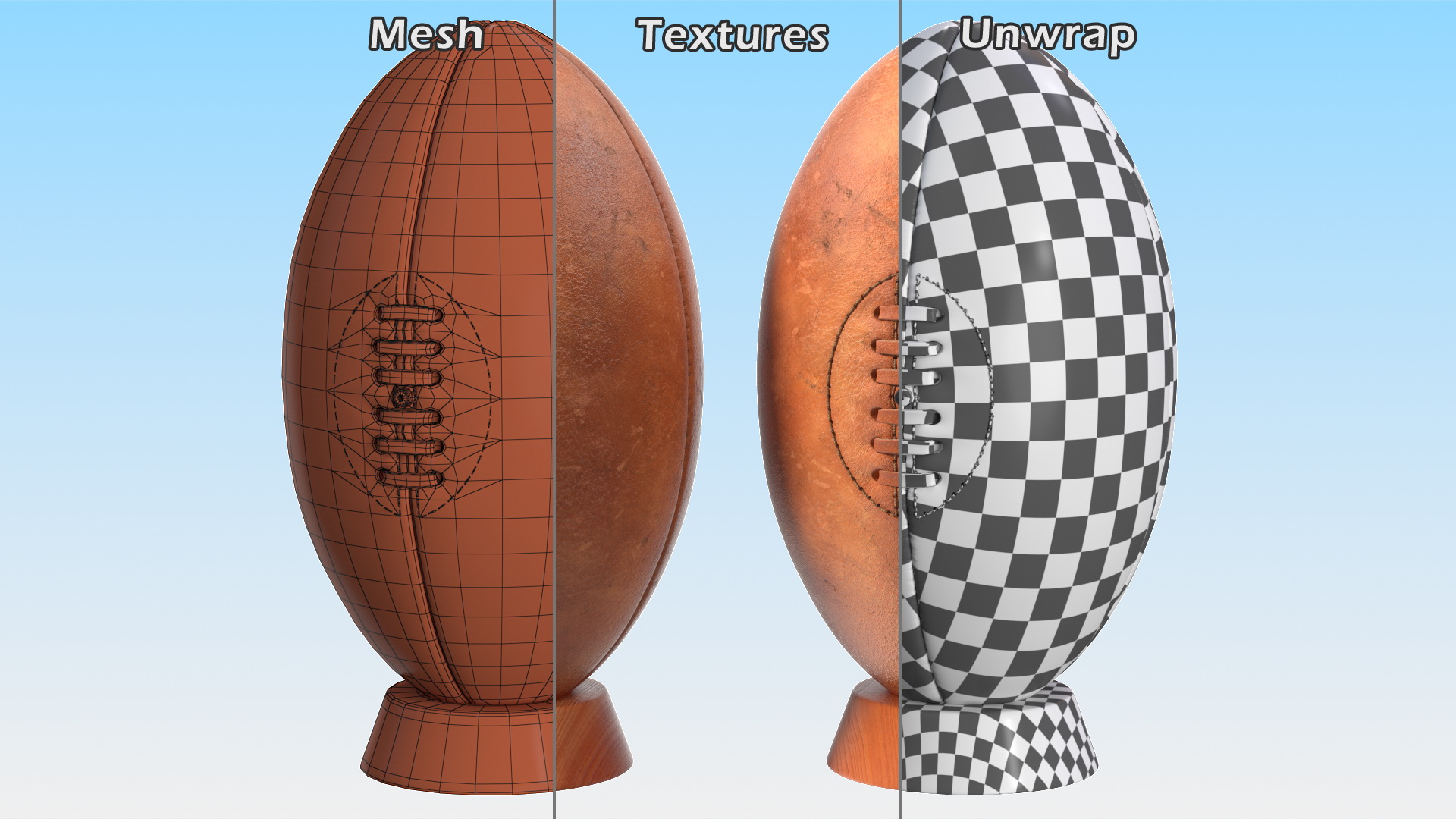 3D model Vintage Rugby Ball With Kicking Tee