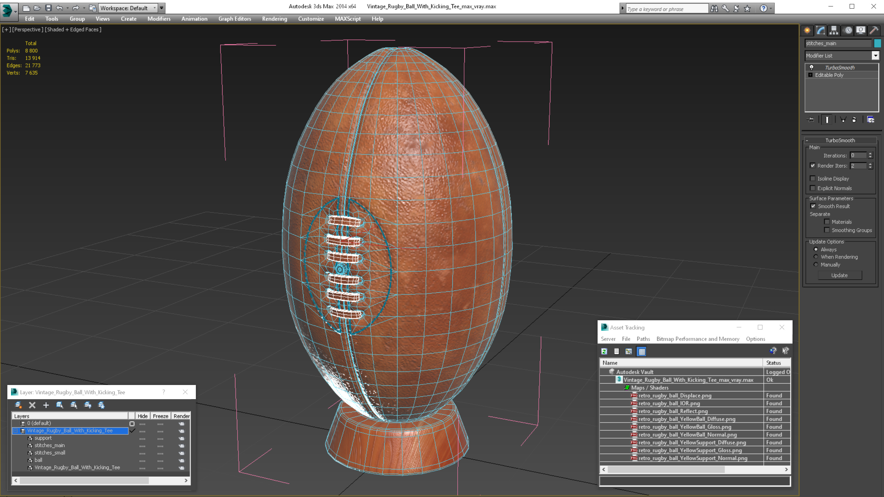 3D model Vintage Rugby Ball With Kicking Tee