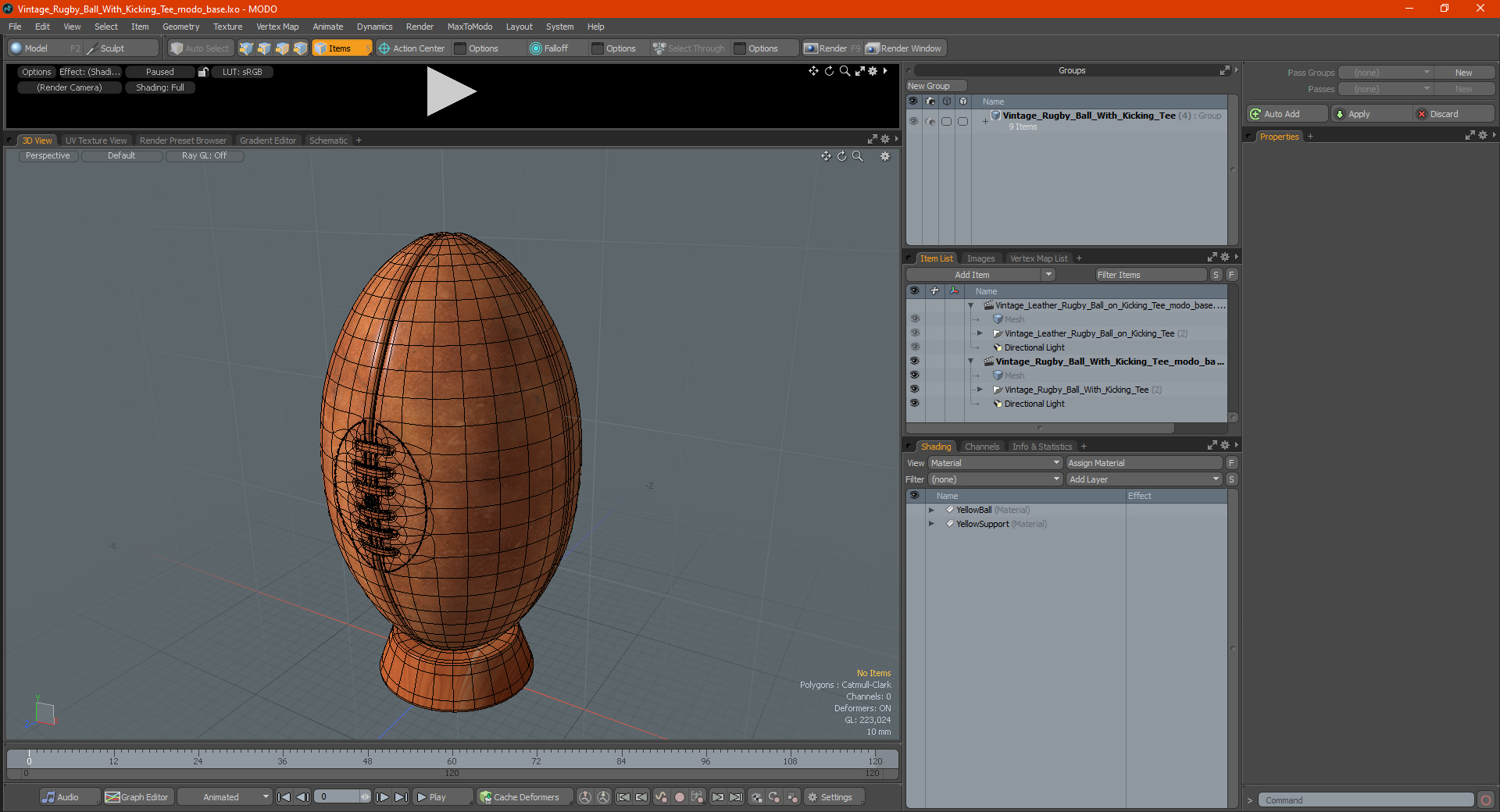 3D model Vintage Rugby Ball With Kicking Tee