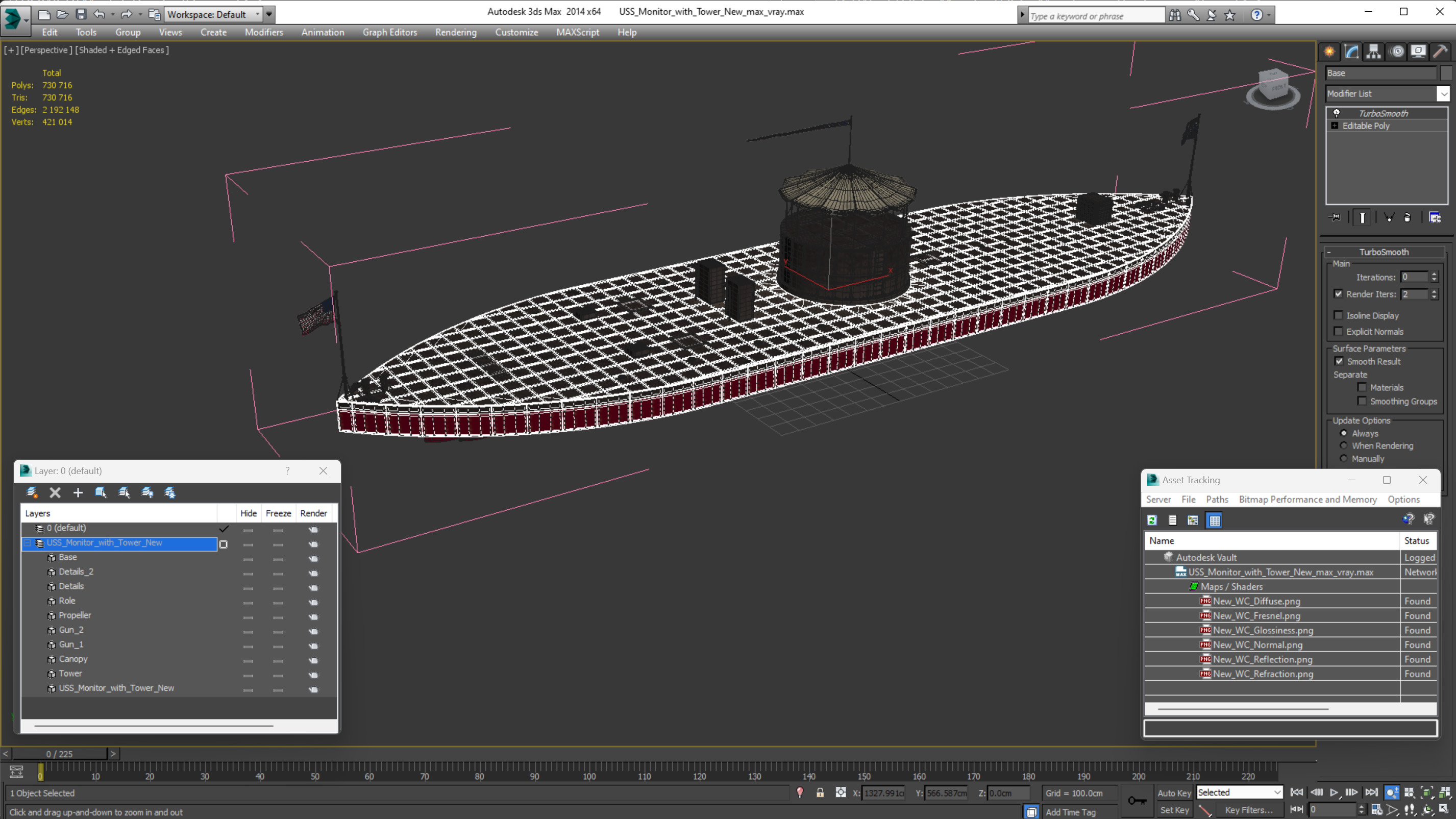 3D USS Monitor with Tower New