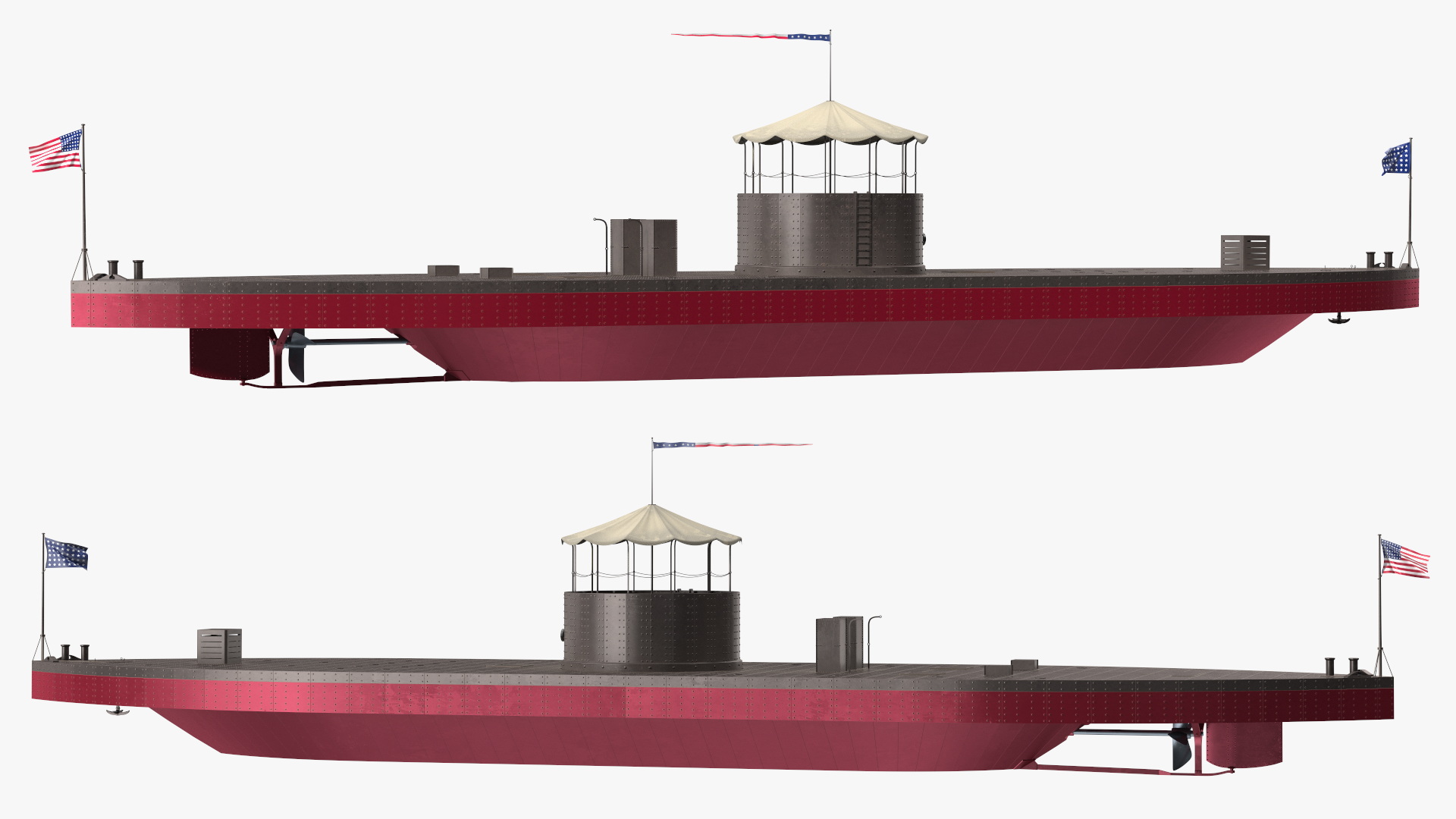 3D USS Monitor with Tower New